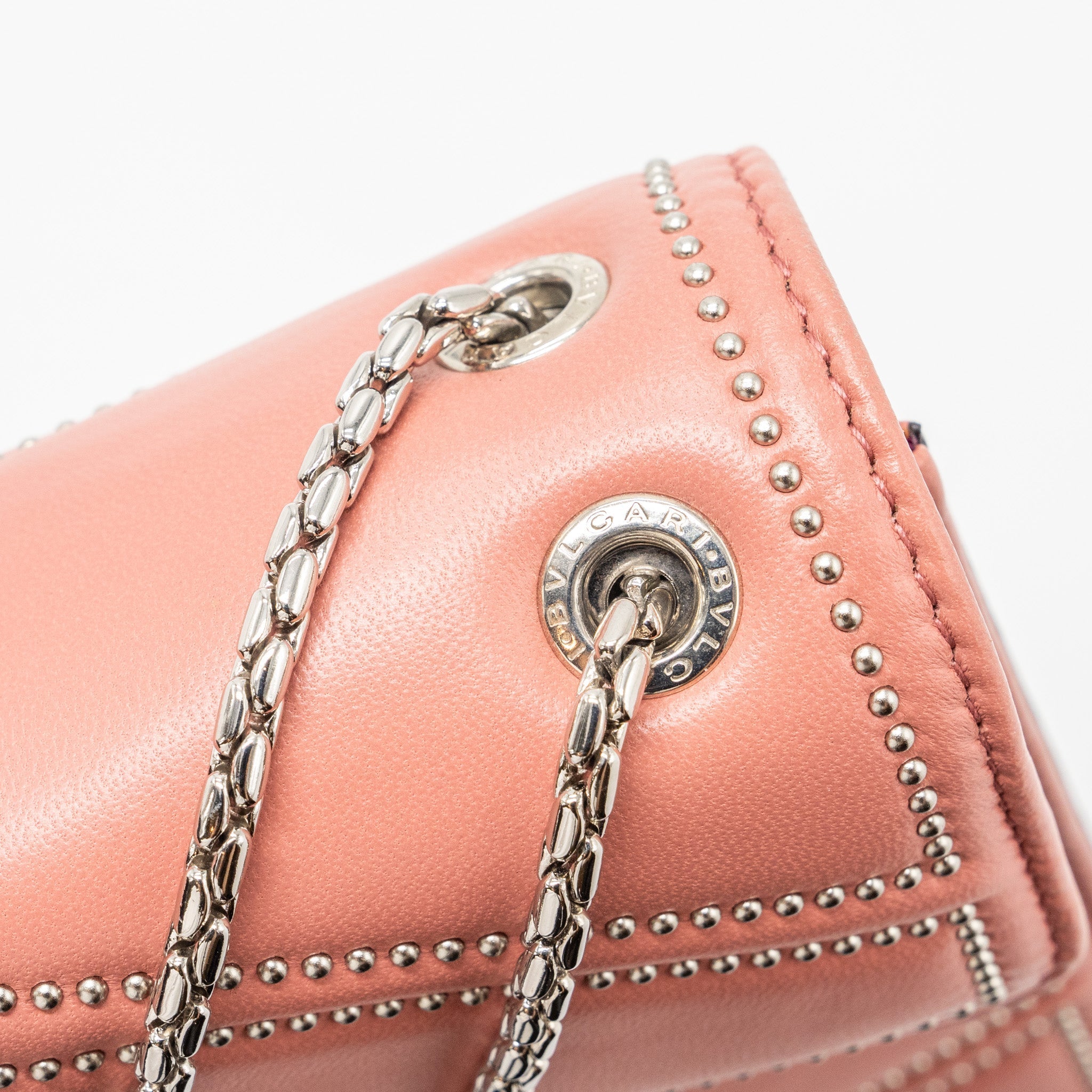 BVLGARI SERPENTI FOREVER SHOULDER BAG STUD LIMITED LAMBSKIN DARK PINK SHW