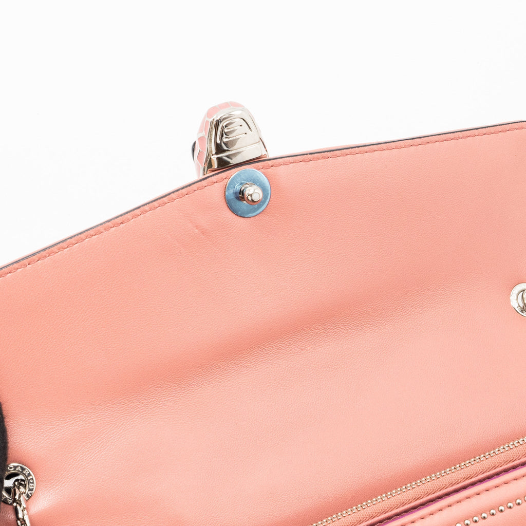 BVLGARI SERPENTI FOREVER SHOULDER BAG STUD LIMITED LAMBSKIN DARK PINK SHW