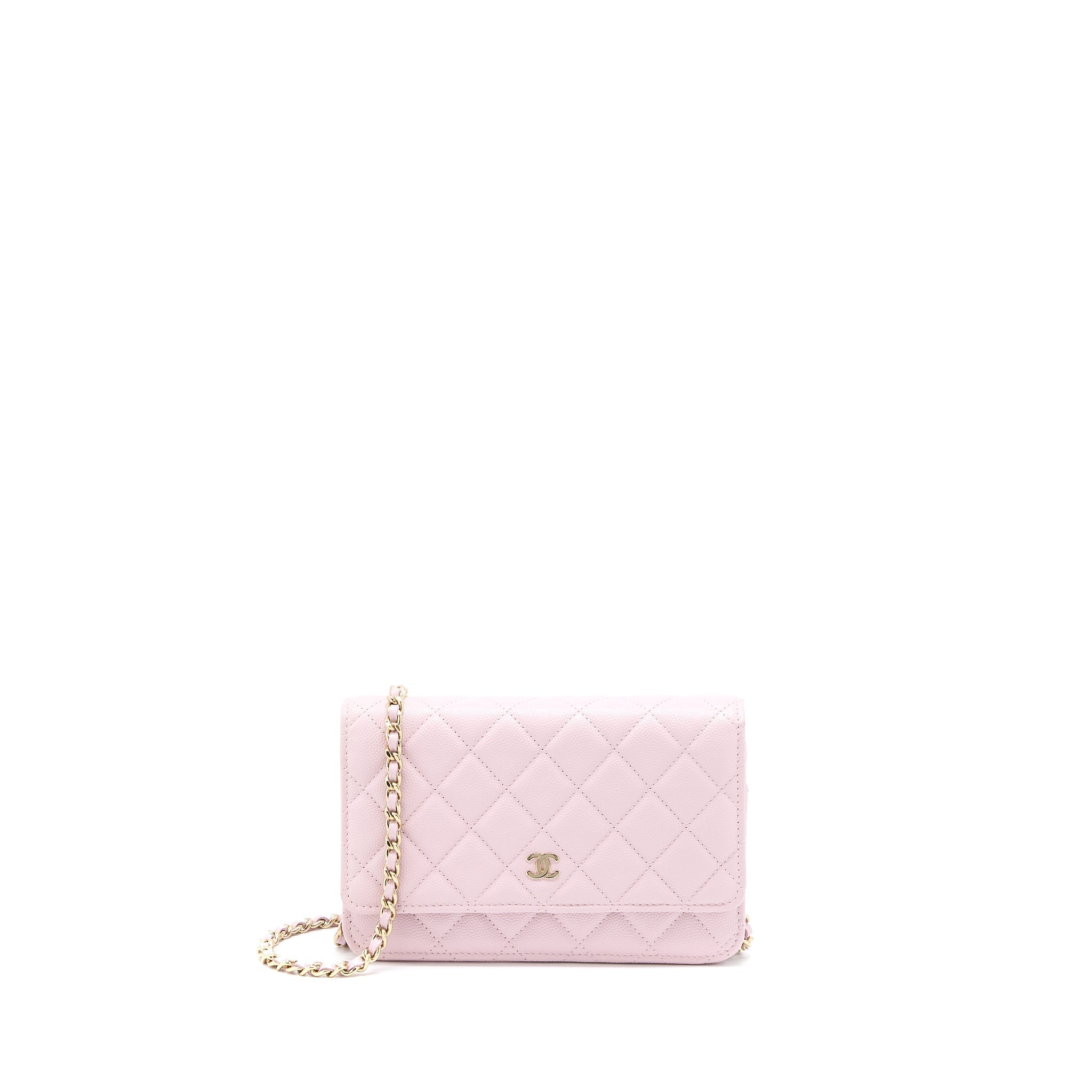 CHANEL CLASSIC WALLET ON CHAIN CAVIAR LIGHT PINK LGHW
