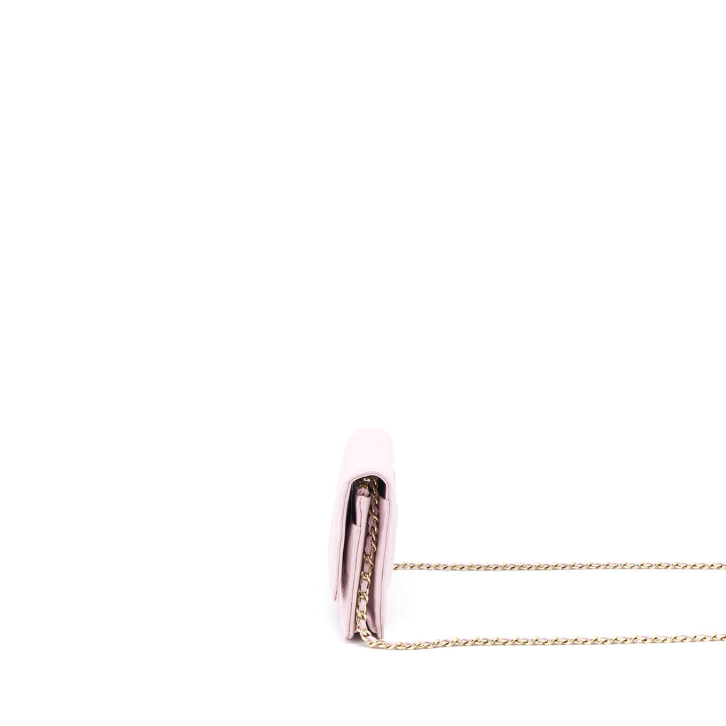 CHANEL CLASSIC WALLET ON CHAIN CAVIAR LIGHT PINK LGHW