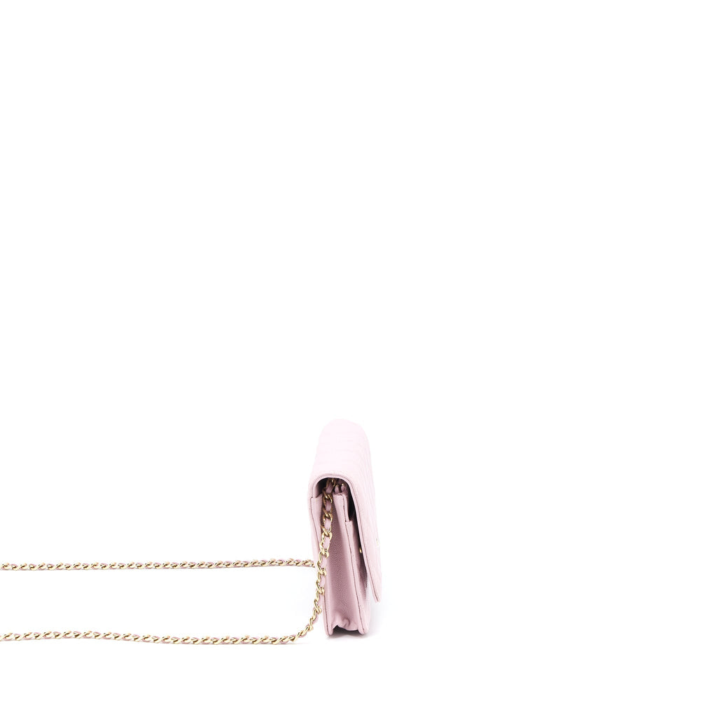 CHANEL CLASSIC WALLET ON CHAIN CAVIAR LIGHT PINK LGHW