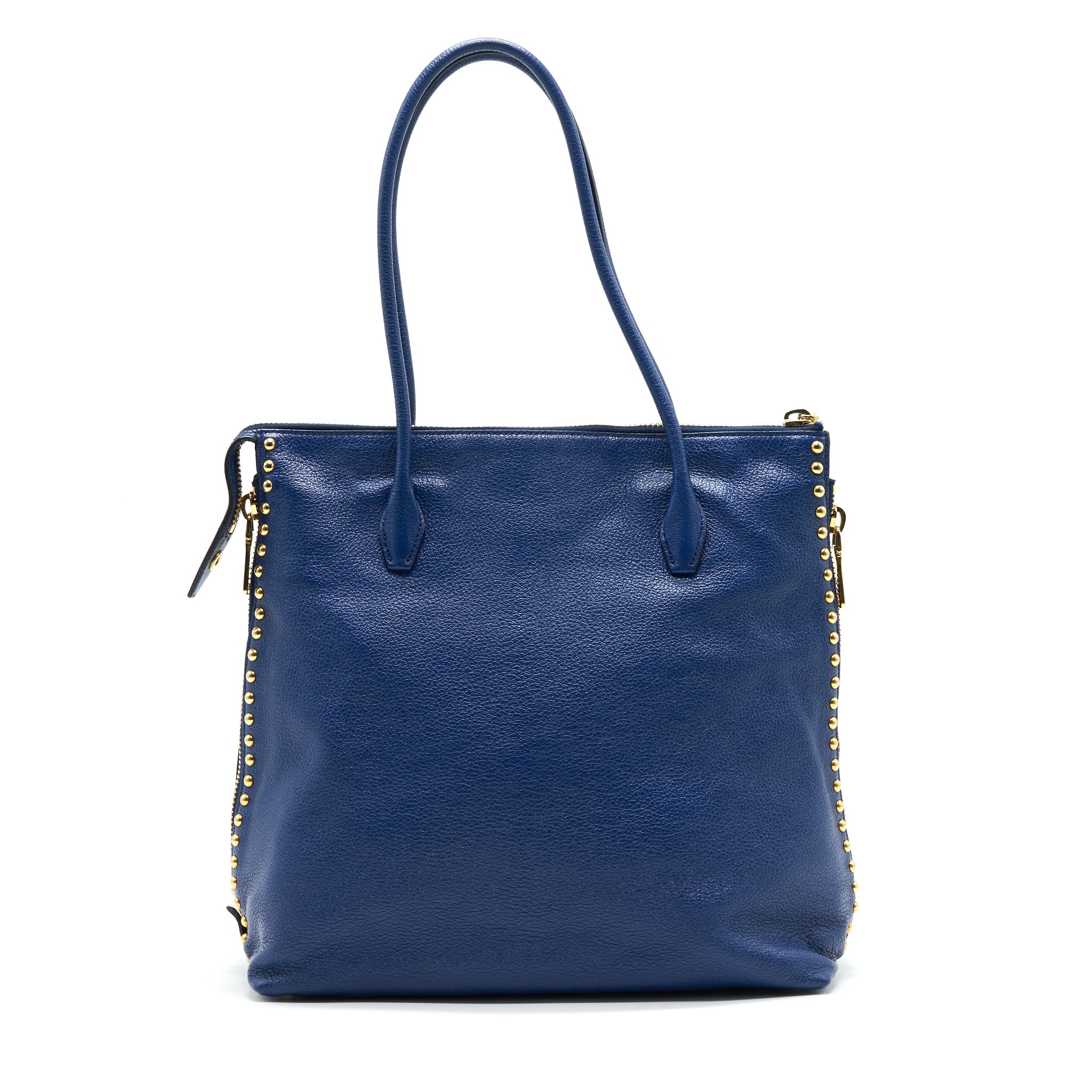 MIU MIU BLUE STUDDED TOTE BAG