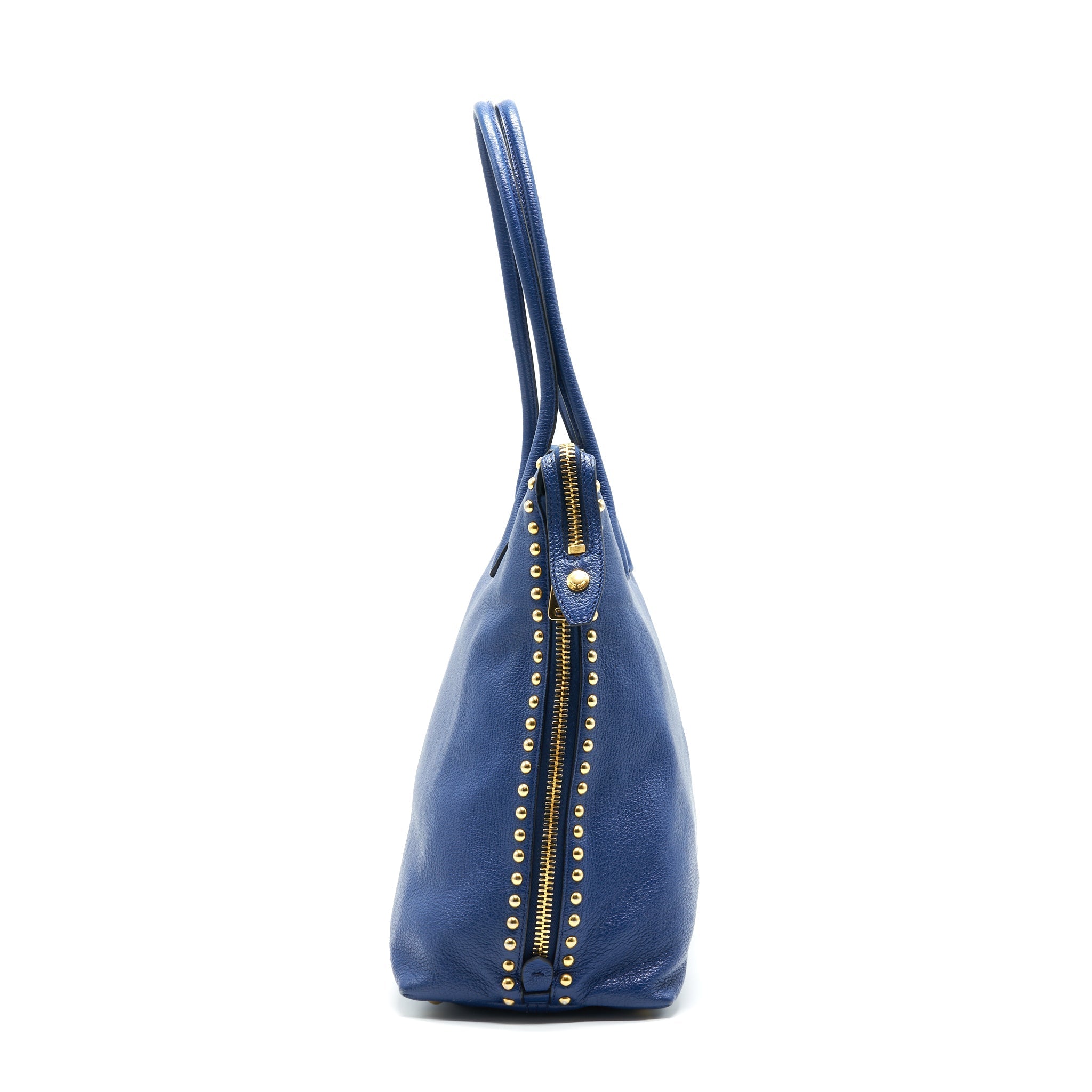 MIU MIU BLUE STUDDED TOTE BAG
