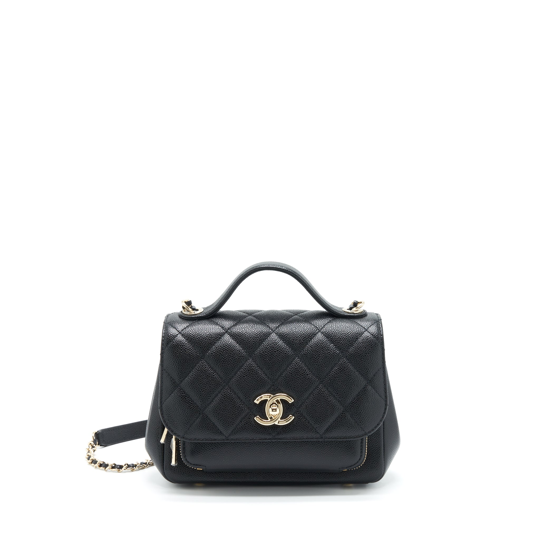 CHANEL SMALL BUSINESS AFFINITY CAVIAR BLACK LGHW(MICROCHIP)