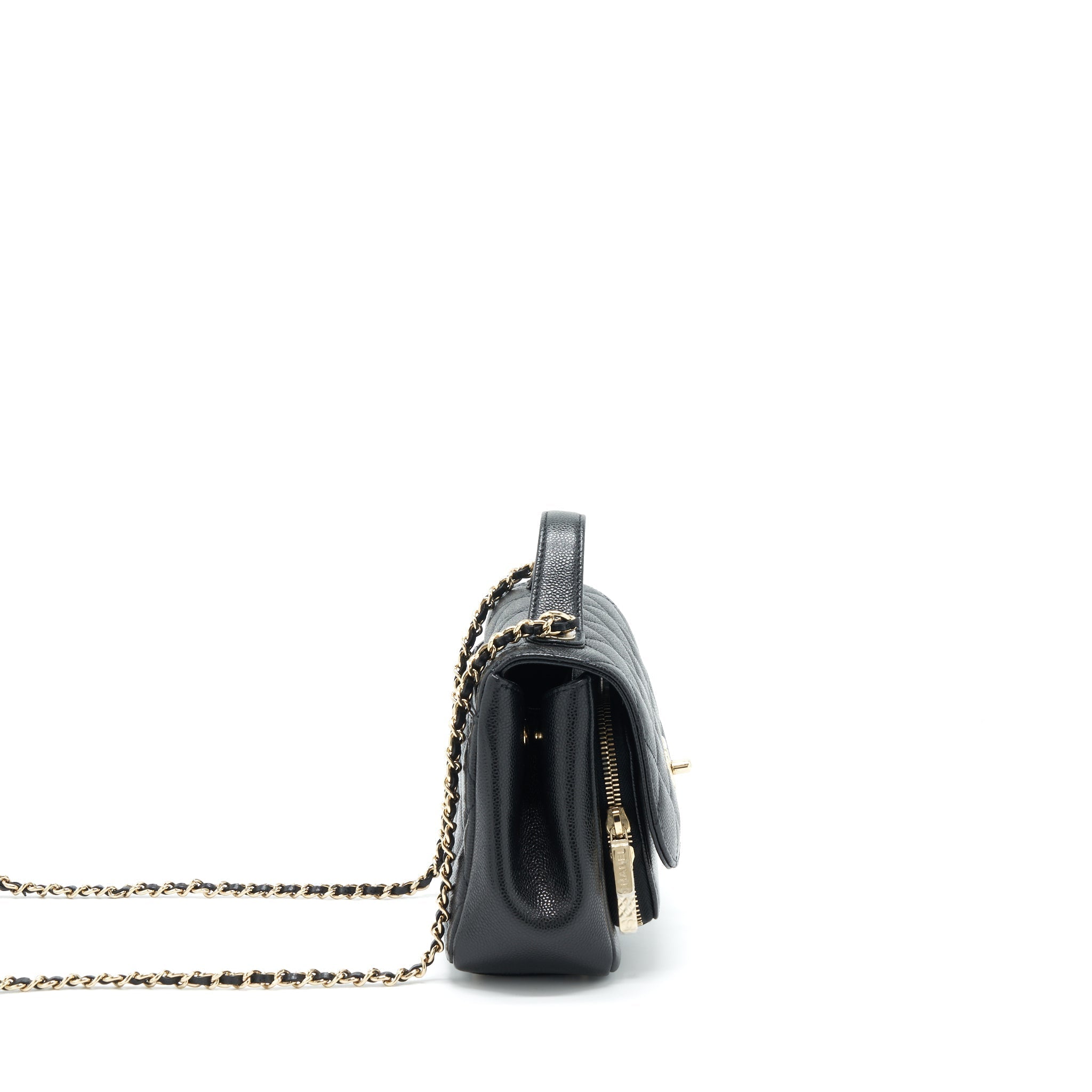 CHANEL SMALL BUSINESS AFFINITY CAVIAR BLACK LGHW(MICROCHIP)