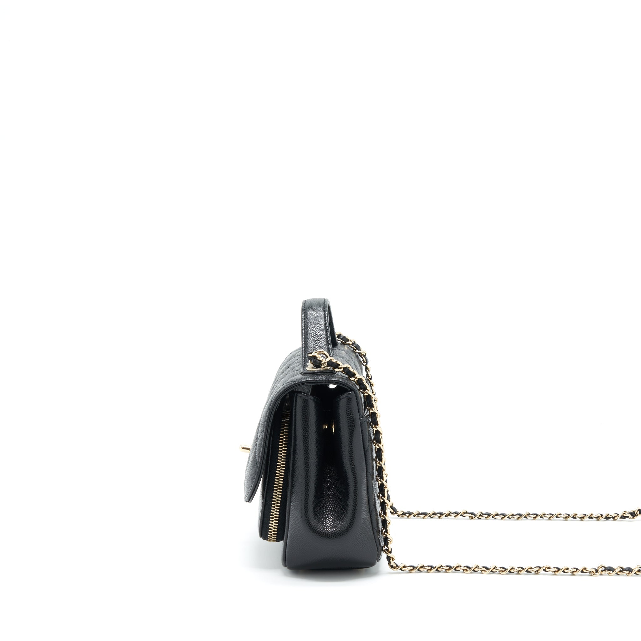CHANEL SMALL BUSINESS AFFINITY CAVIAR BLACK LGHW(MICROCHIP)