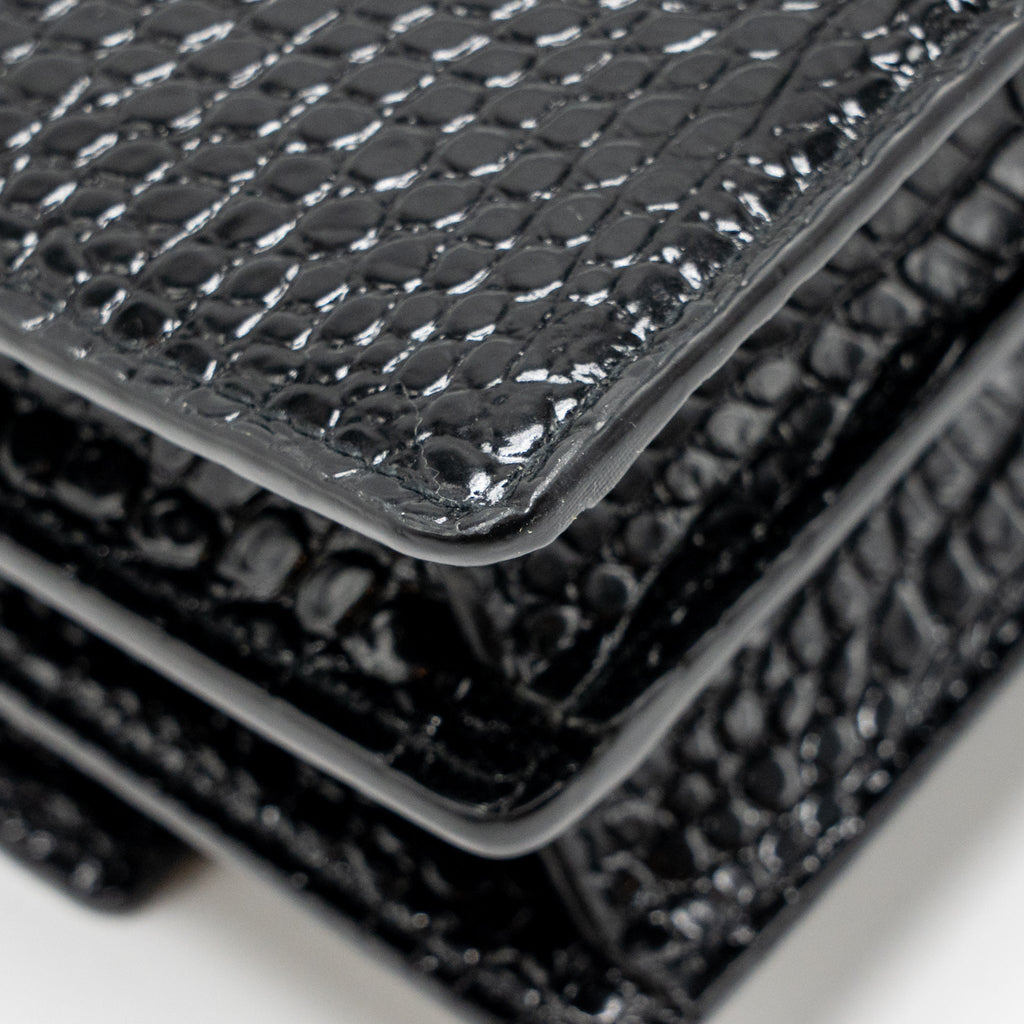 SAINT LAURENT/YSL SUNSET MEDIUM CROCODILE-EMBOSSED CALFSKIN SO BLACK