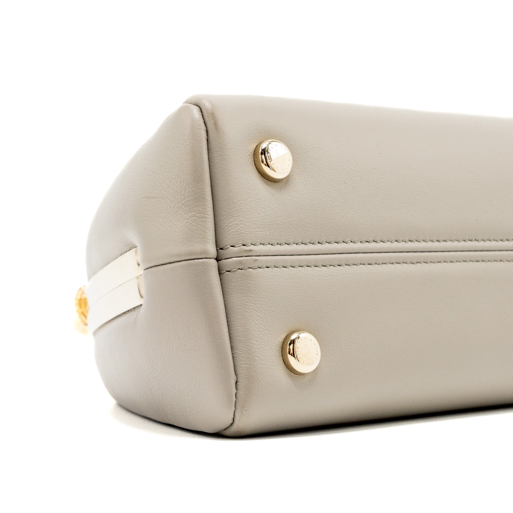 BVLGARI SERPENTINE TOP HANDLE BAG SMOOTH CALFSKIN GREY GHW