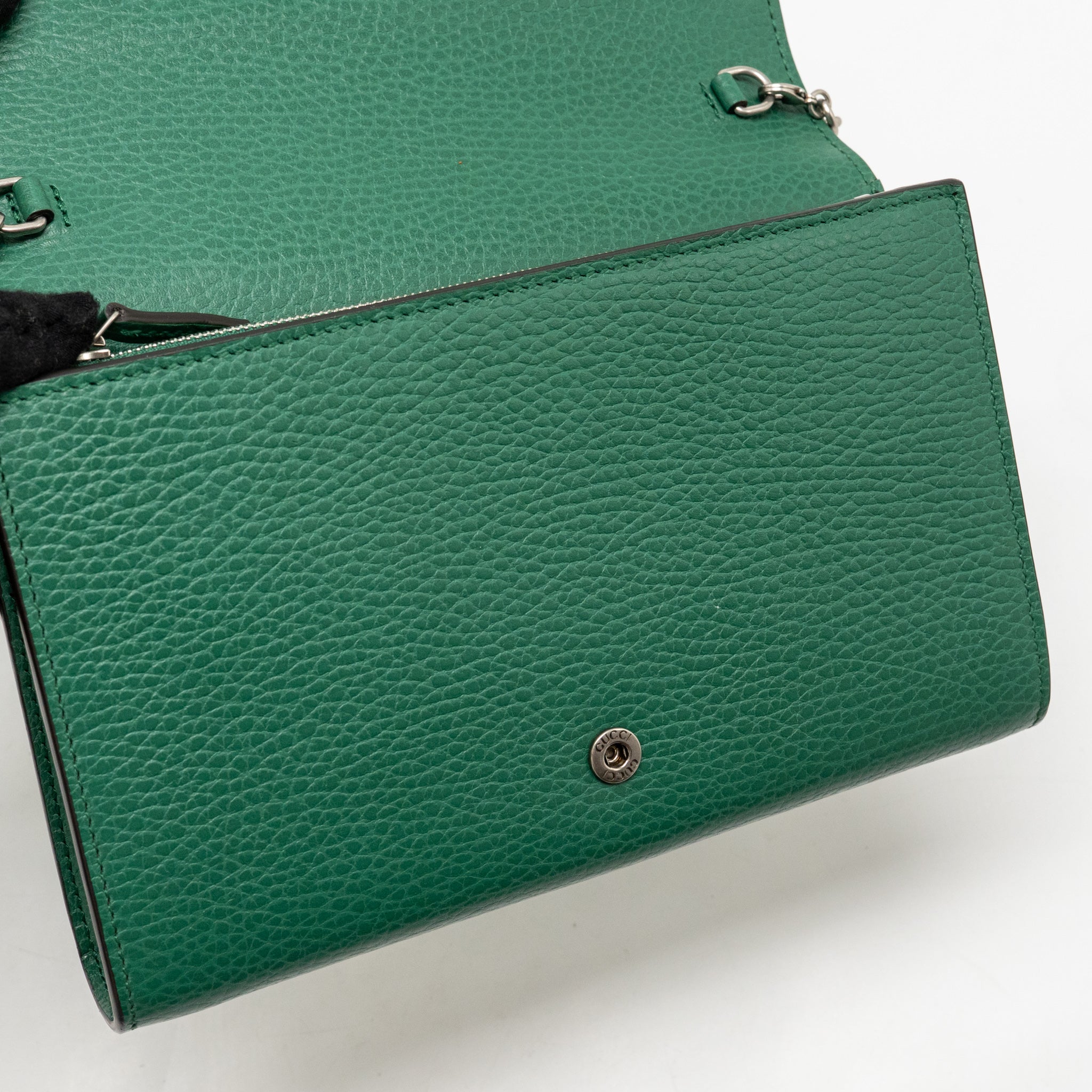 GUCCI MINI DIONYSUS WALLET ON CHAIN CALFSKIN GREEN MULTICOLOUR HARDWARE