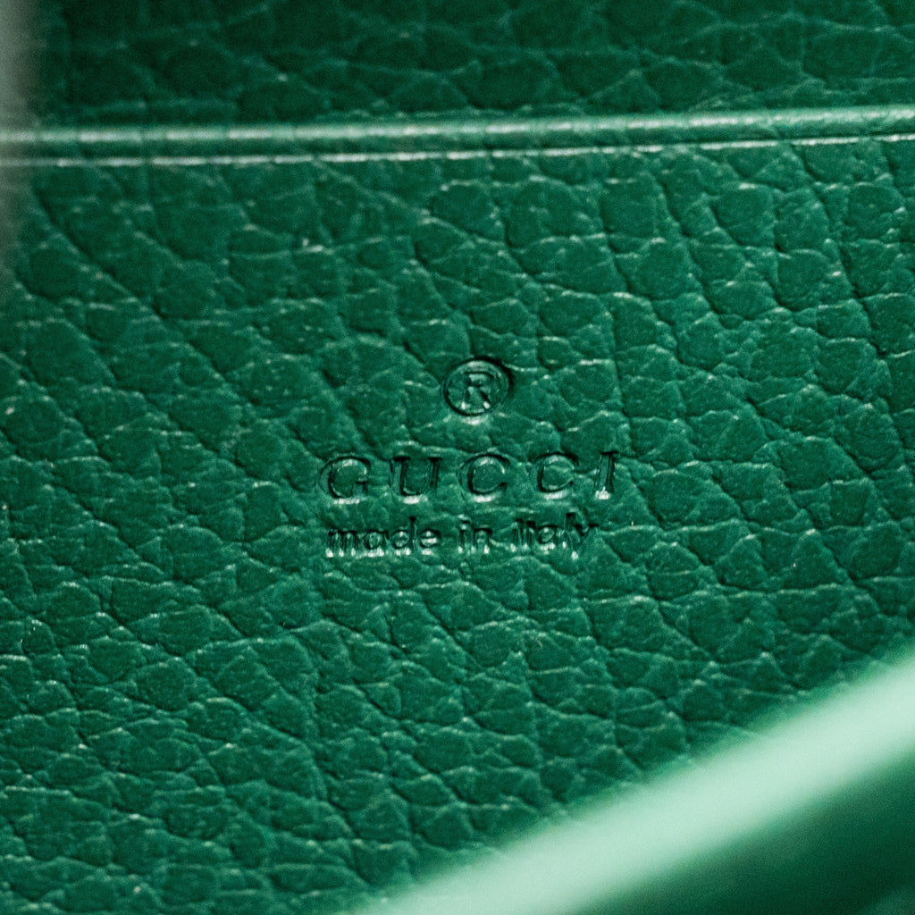 GUCCI MINI DIONYSUS WALLET ON CHAIN CALFSKIN GREEN MULTICOLOUR HARDWARE