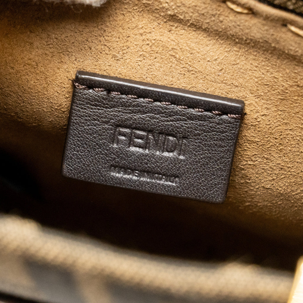 FENDI MINI SUNSHINE SHOPPER BAG FF CANVAS/CALFSKIN BROWN GHW