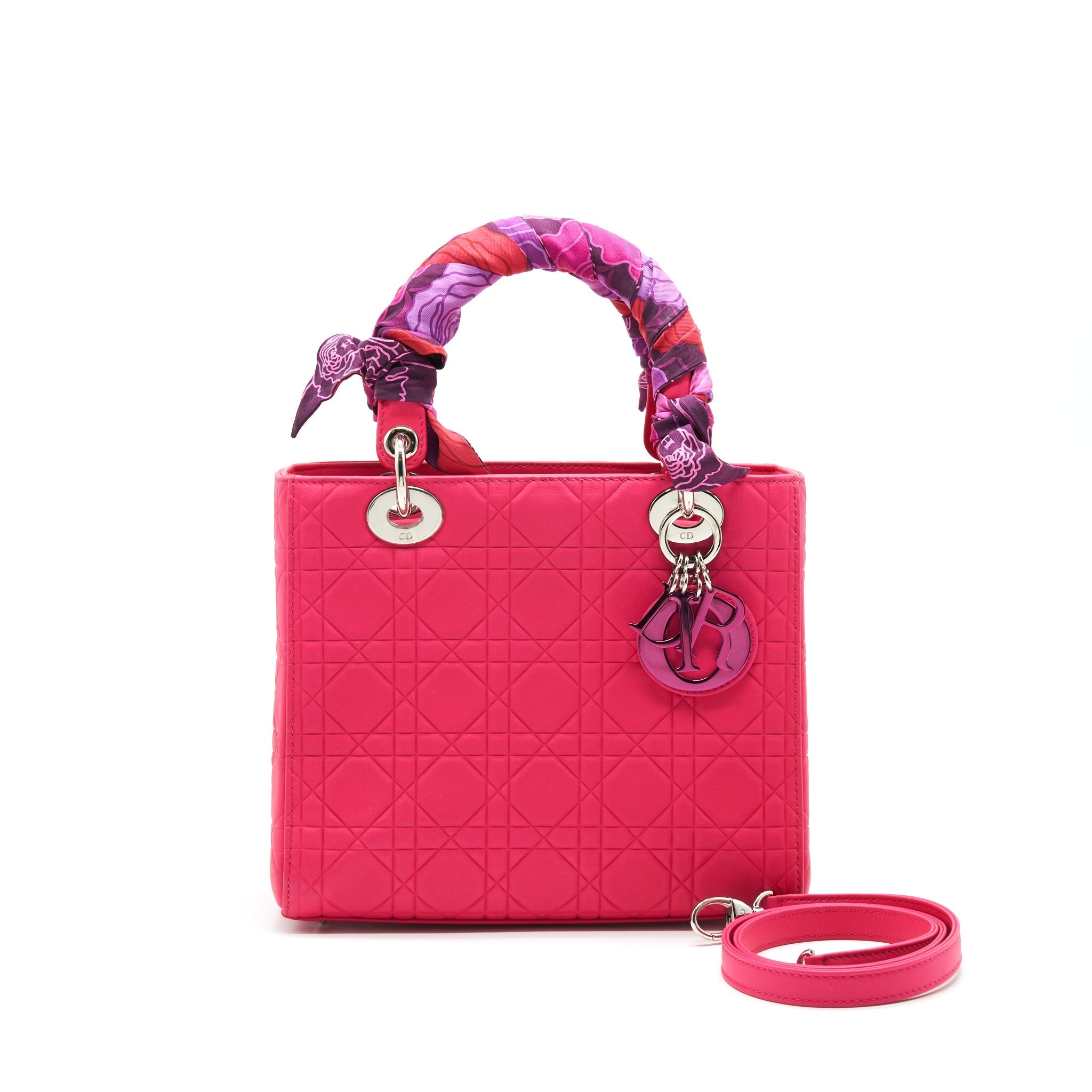 CHRISTIAN DIOR LADY DIOR HOT PINK IN METALLIC PINK HARDWARE