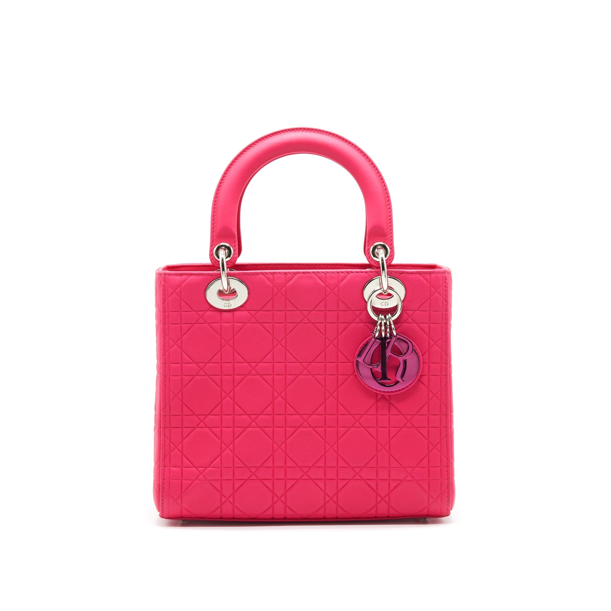 CHRISTIAN DIOR LADY DIOR HOT PINK IN METALLIC PINK HARDWARE