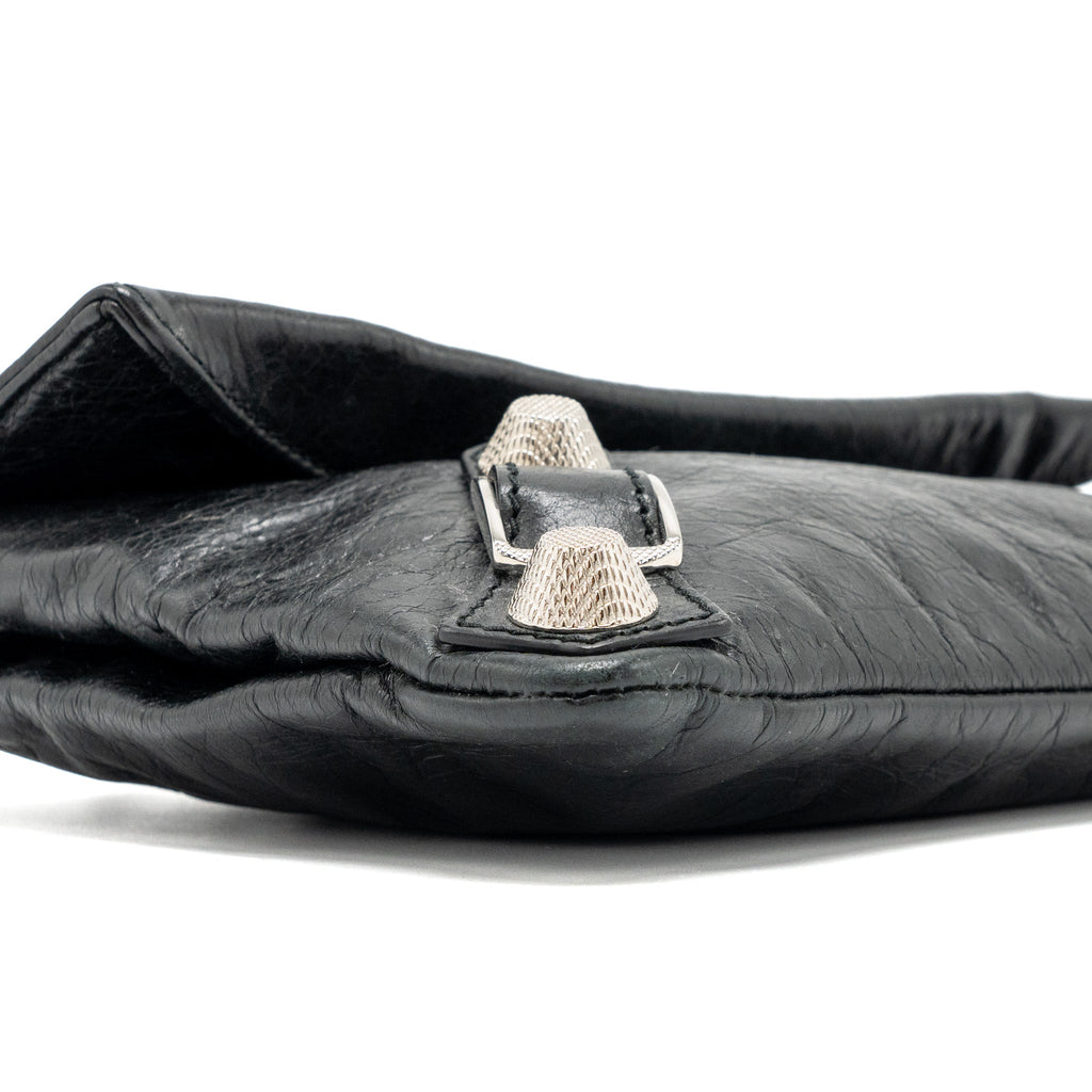 BALECIAGA CITY FOLD CLUTCH LEATHER BLACK SHW