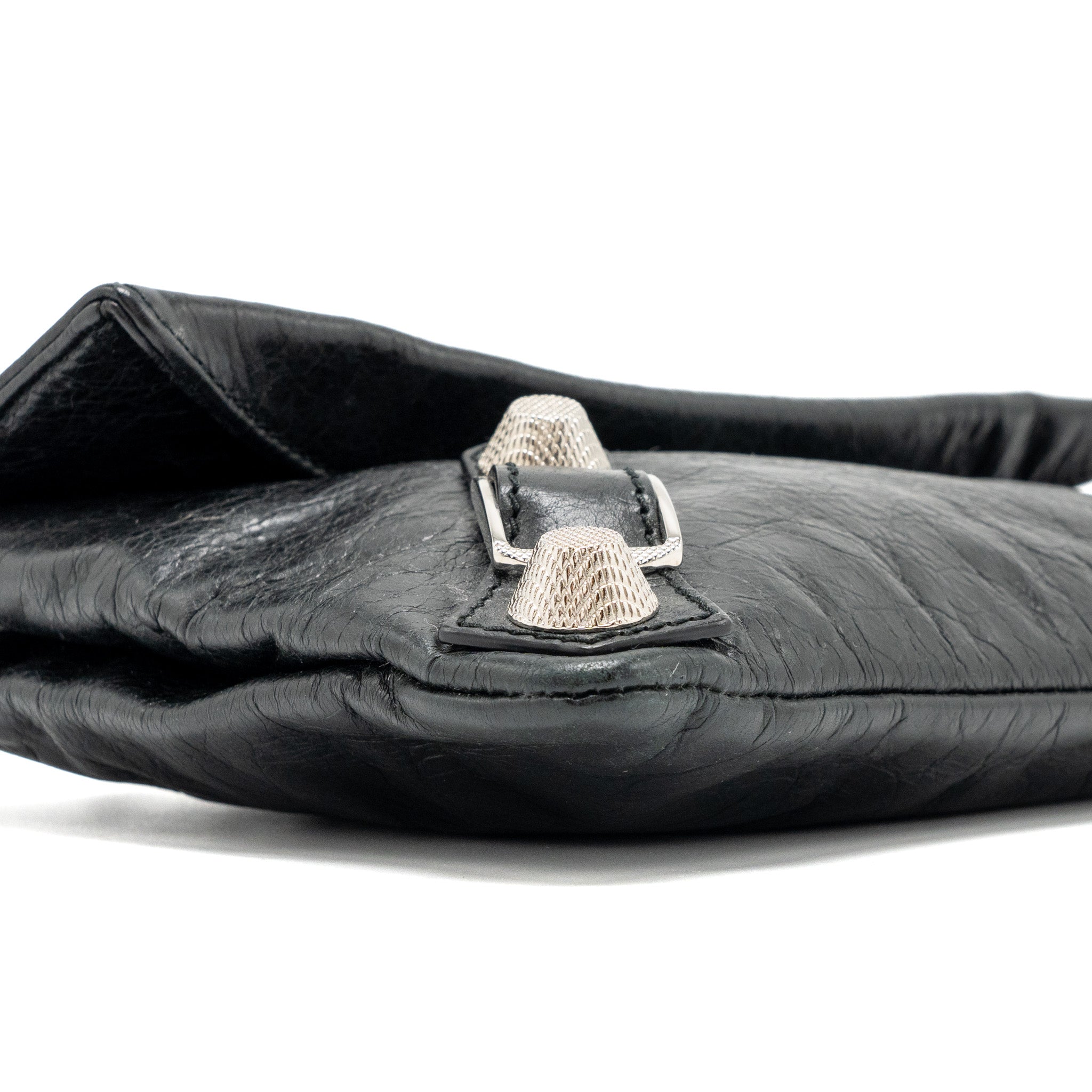 BALECIAGA CITY FOLD CLUTCH LEATHER BLACK SHW