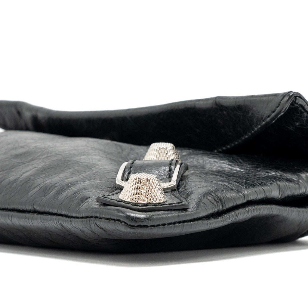 BALECIAGA CITY FOLD CLUTCH LEATHER BLACK SHW