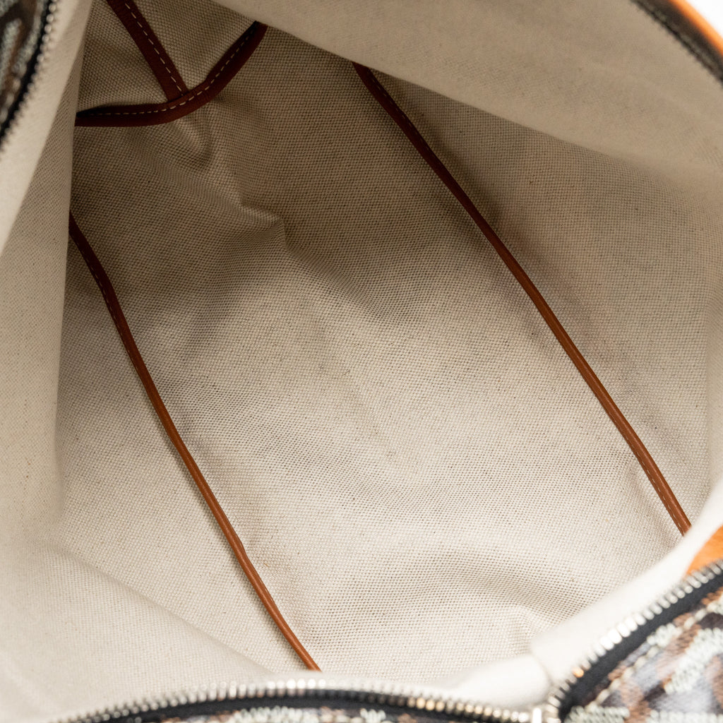 GOYARD BOHEME HOBO BAG GOYARDINE CANVAS/CALFSKIN BROWN SHW