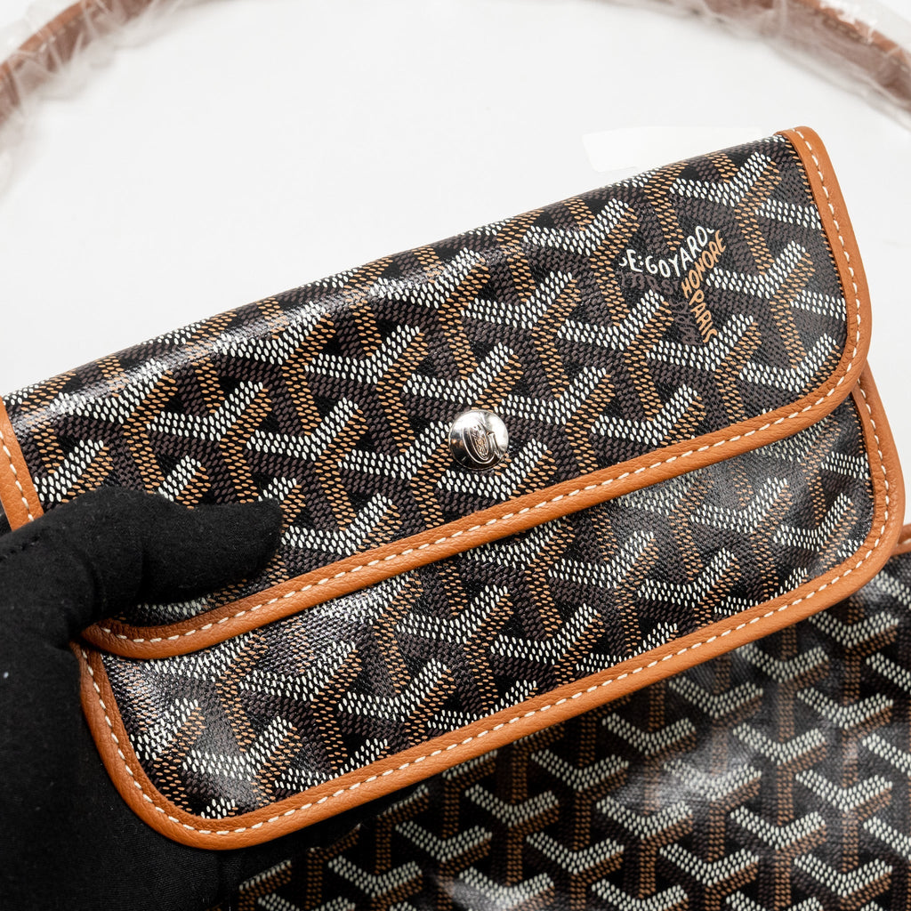GOYARD BOHEME HOBO BAG GOYARDINE CANVAS/CALFSKIN BROWN SHW