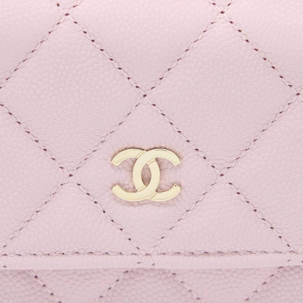 CHANEL CLASSIC WALLET ON CHAIN CAVIAR LIGHT PINK LGHW