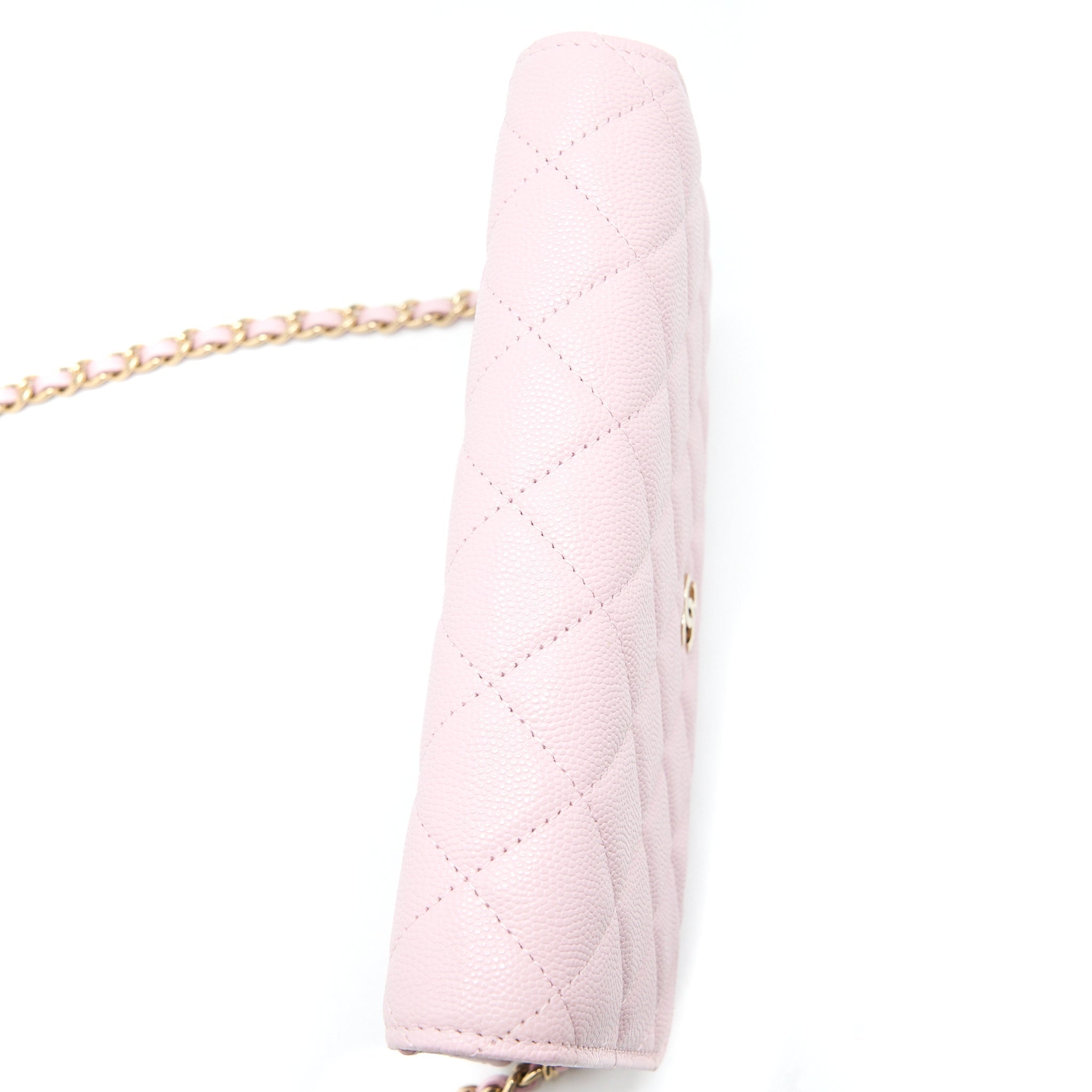 CHANEL CLASSIC WALLET ON CHAIN CAVIAR LIGHT PINK LGHW