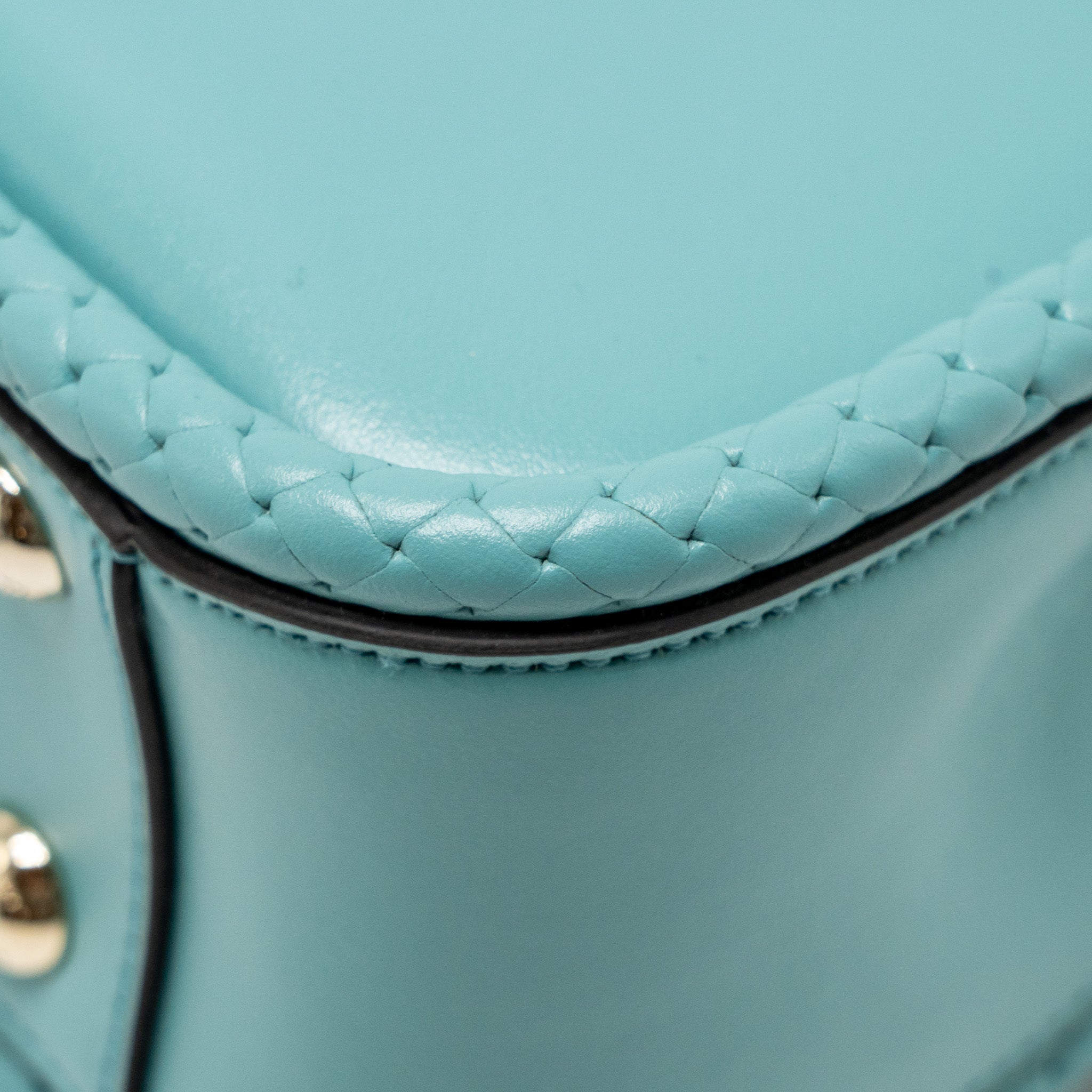 SALVATORE FERRAGAMO TOP HANDLE FLAP LOCK BAG CALFSKIN TURQUOISE LGHW