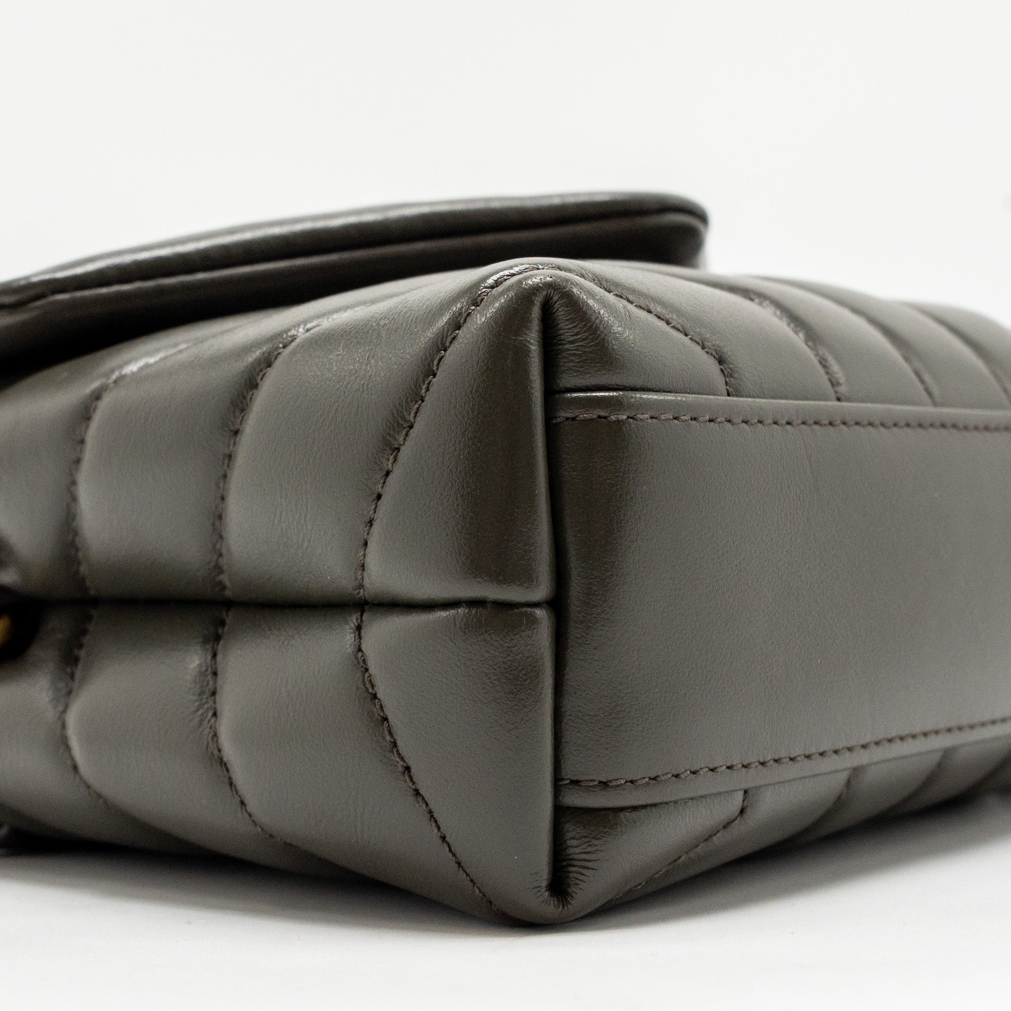 SAINT LAURENT/YSL MINI TOY LOULOU STRAP BAG CALFSKIN DARK GREEN GHW