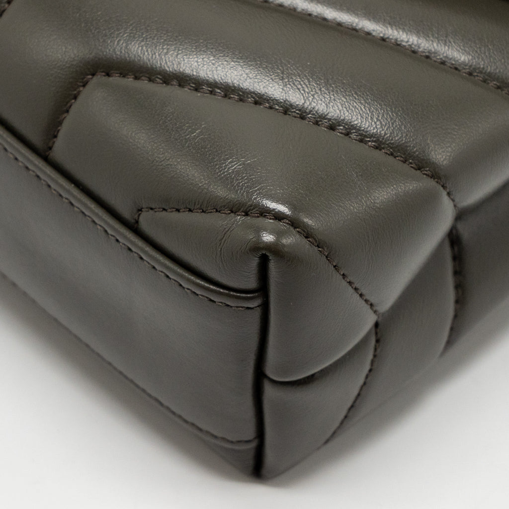 SAINT LAURENT/YSL MINI TOY LOULOU STRAP BAG CALFSKIN DARK GREEN GHW