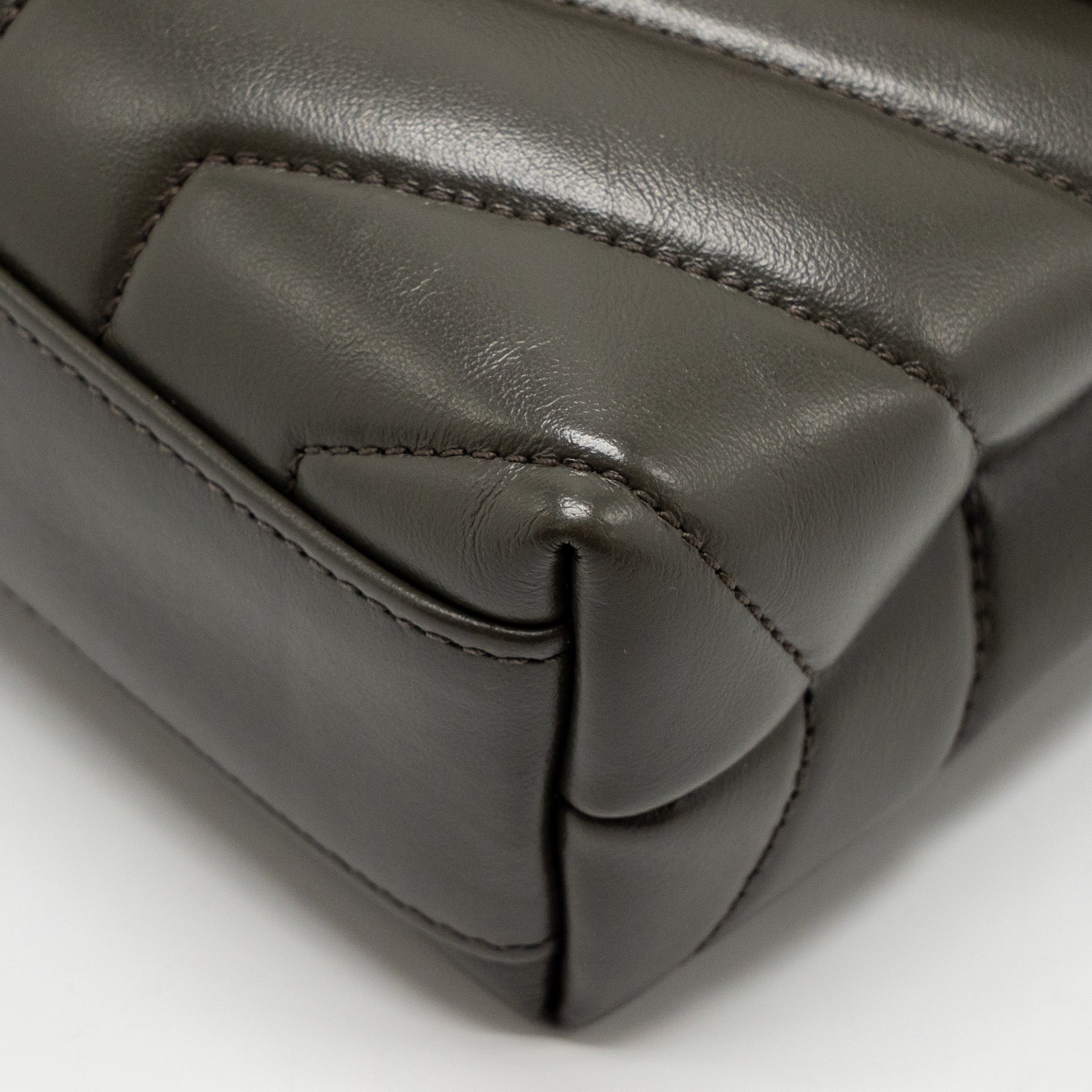 SAINT LAURENT/YSL MINI TOY LOULOU STRAP BAG CALFSKIN DARK GREEN GHW