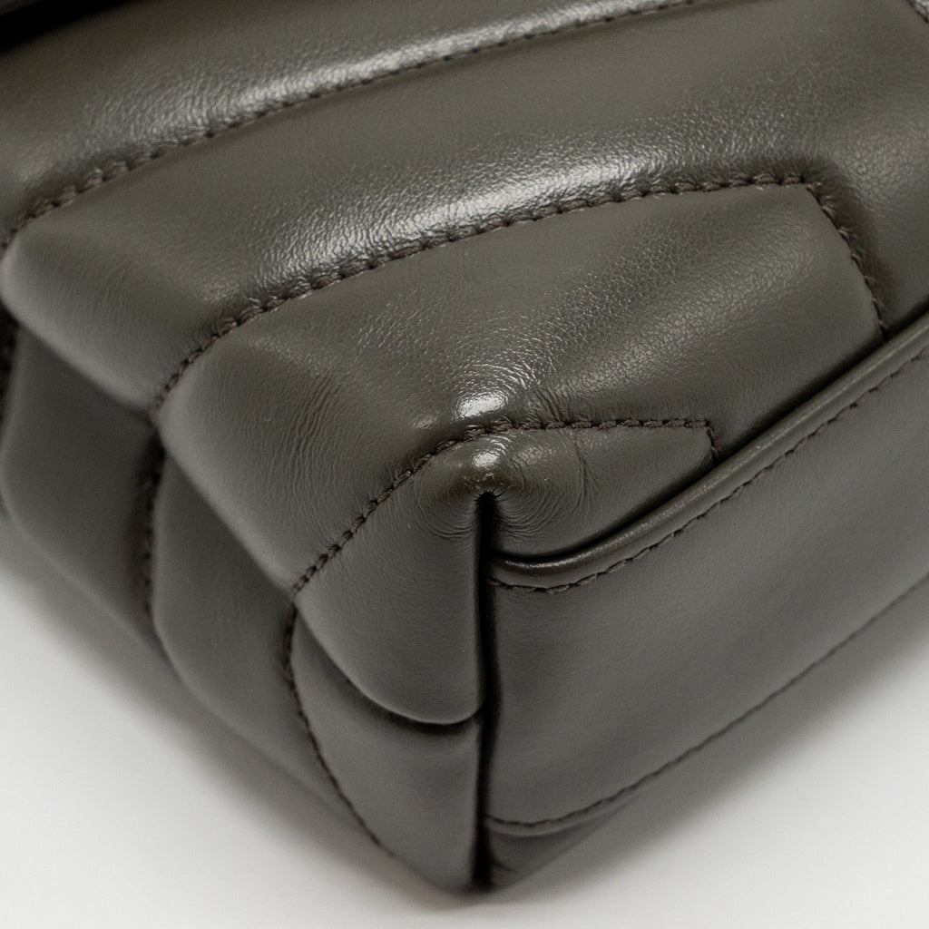 SAINT LAURENT/YSL MINI TOY LOULOU STRAP BAG CALFSKIN DARK GREEN GHW
