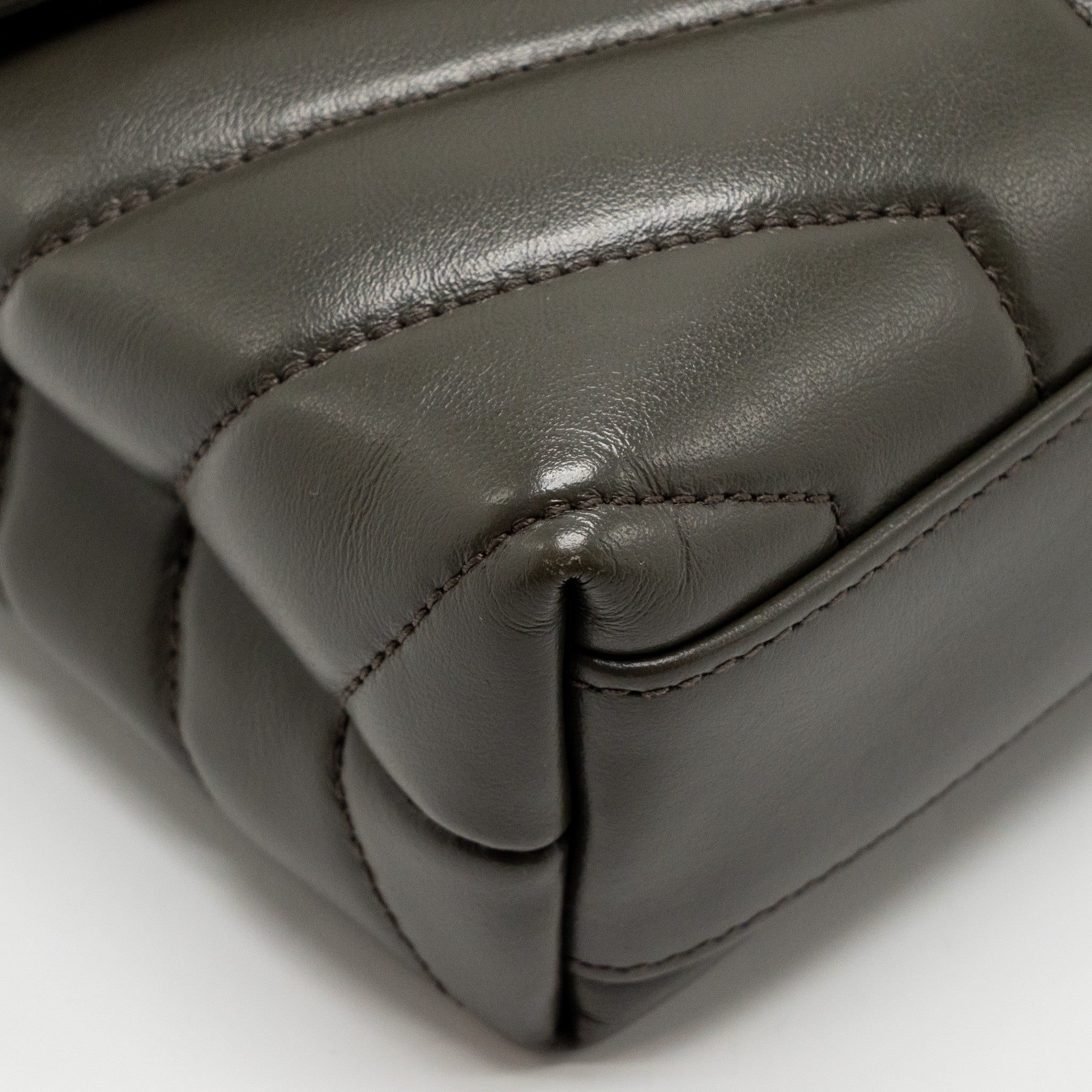 SAINT LAURENT/YSL MINI TOY LOULOU STRAP BAG CALFSKIN DARK GREEN GHW