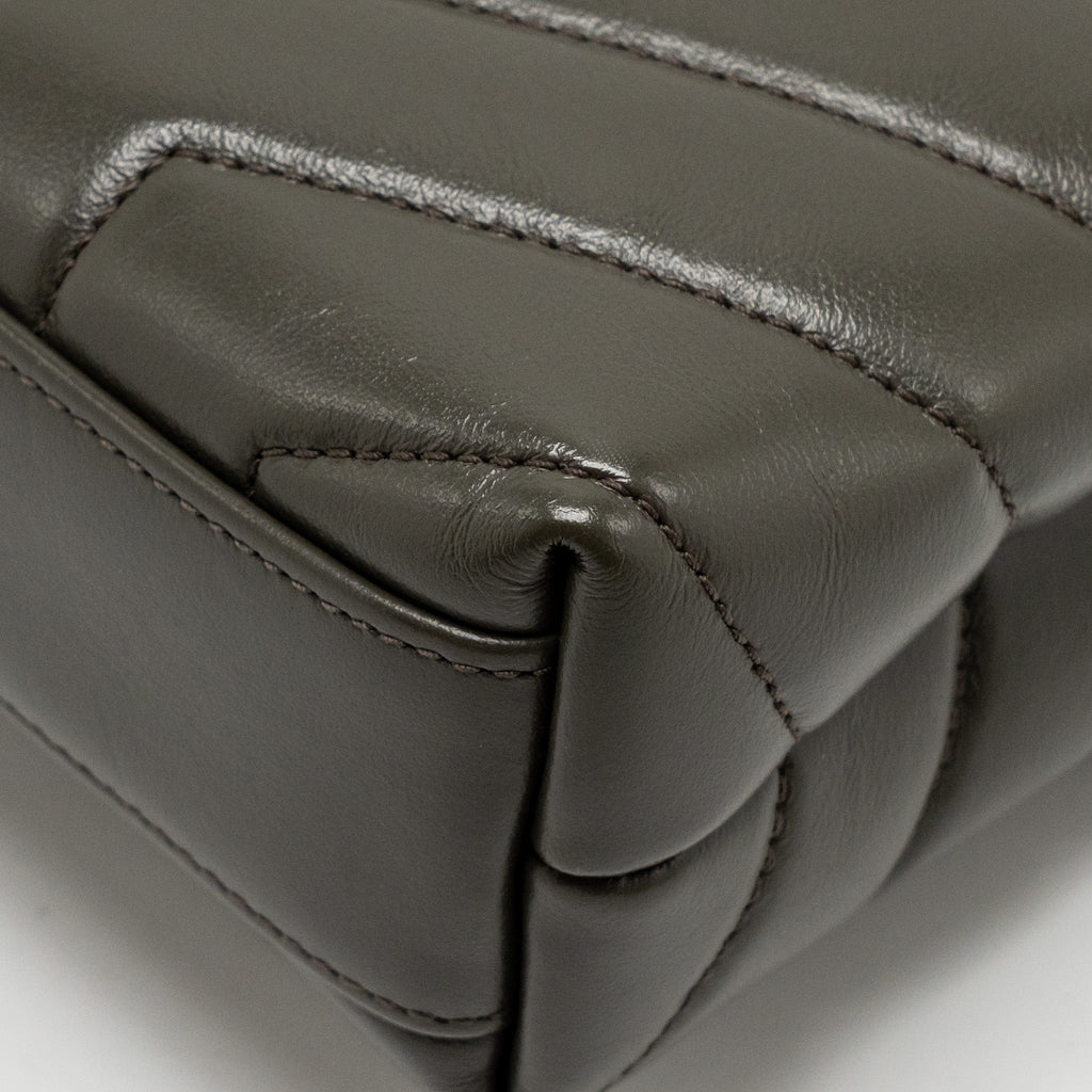 SAINT LAURENT/YSL MINI TOY LOULOU STRAP BAG CALFSKIN DARK GREEN GHW