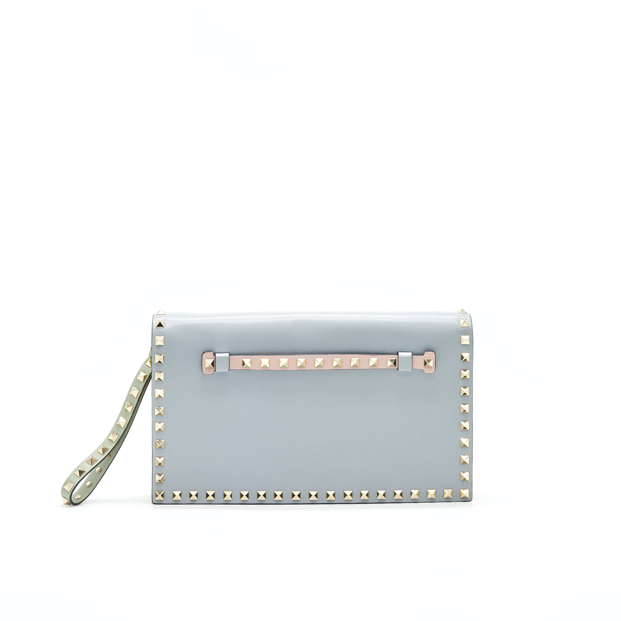 VALENTINO GARAVANI ROCKSTUD LEATHER CLUTCH BAG MULTICOLORED