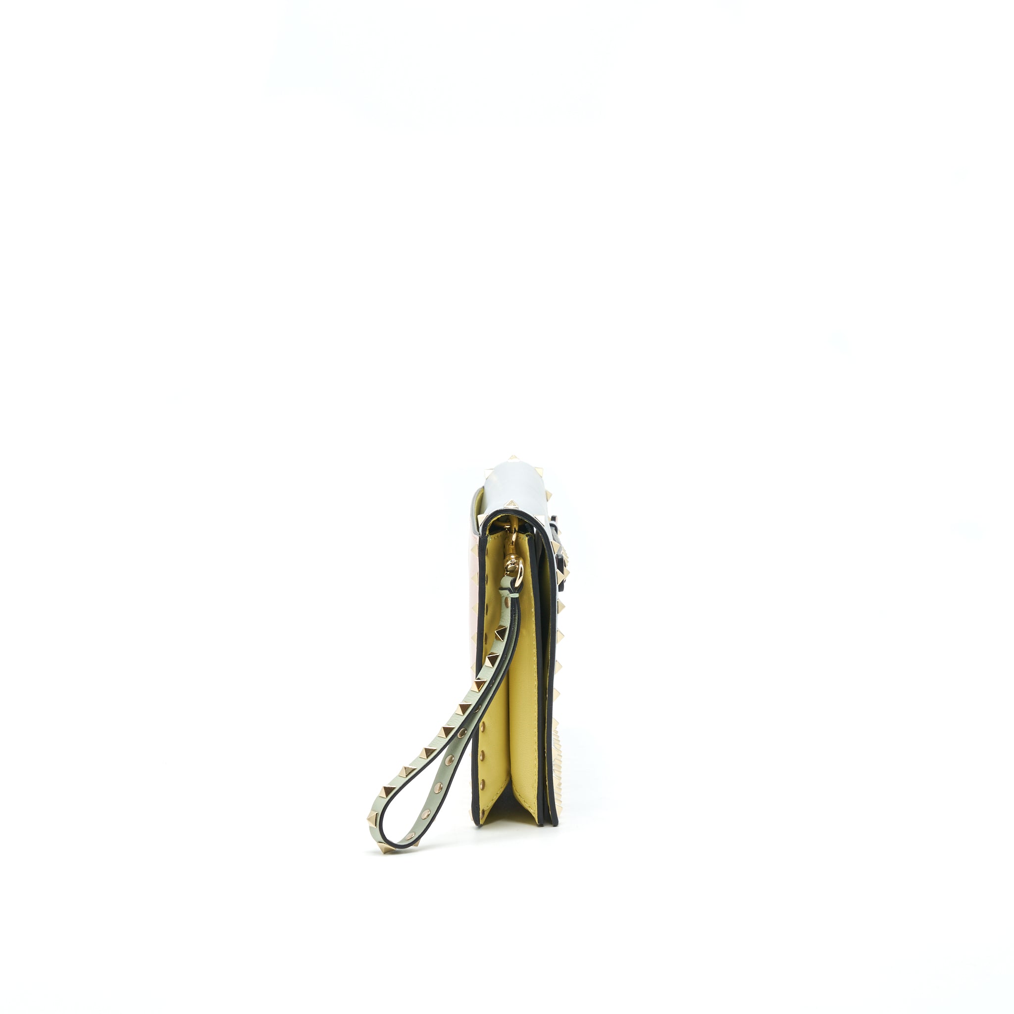 VALENTINO GARAVANI ROCKSTUD LEATHER CLUTCH BAG MULTICOLORED