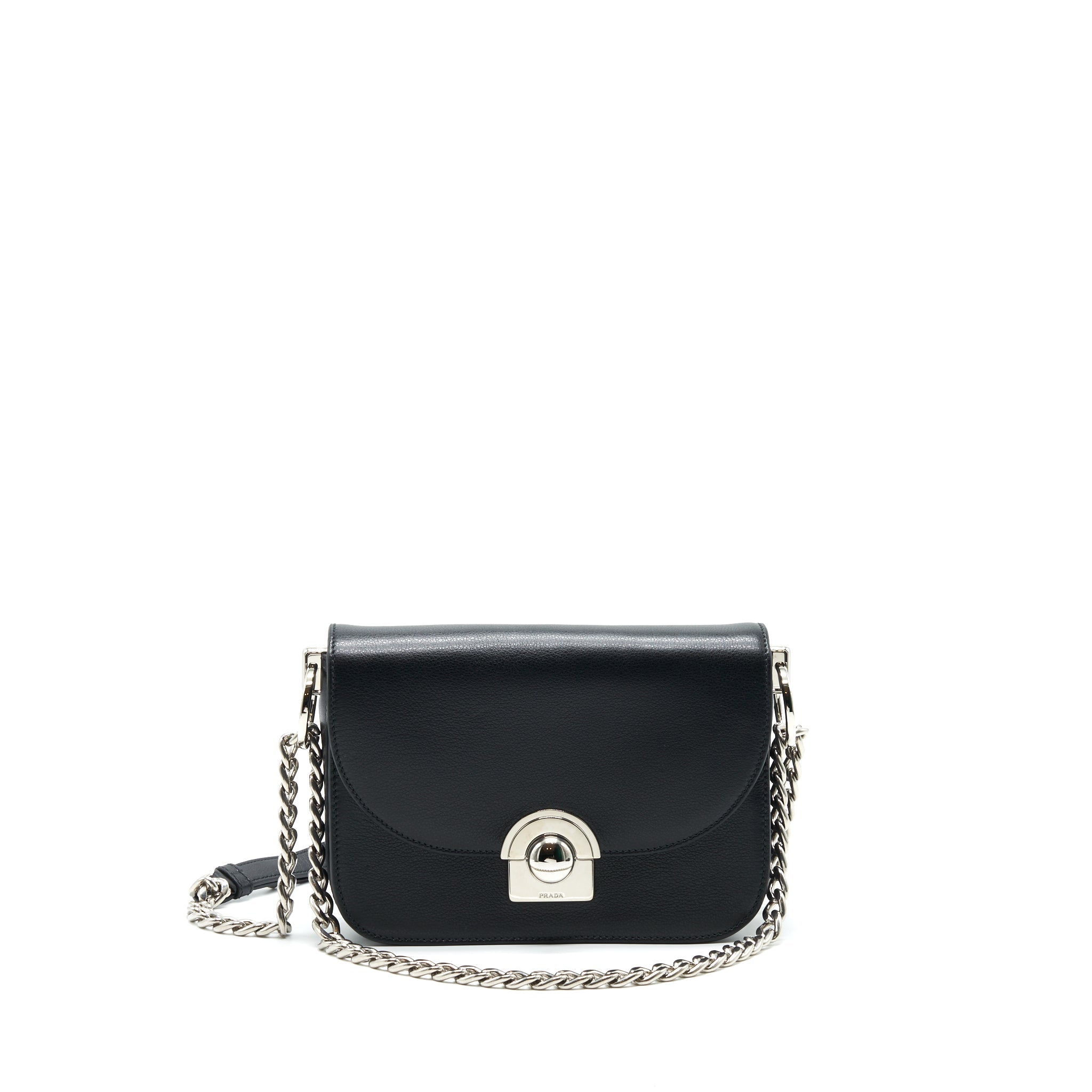 PRADA PATTINA IN GLACE BAG CALFSKIN BLACK SHW