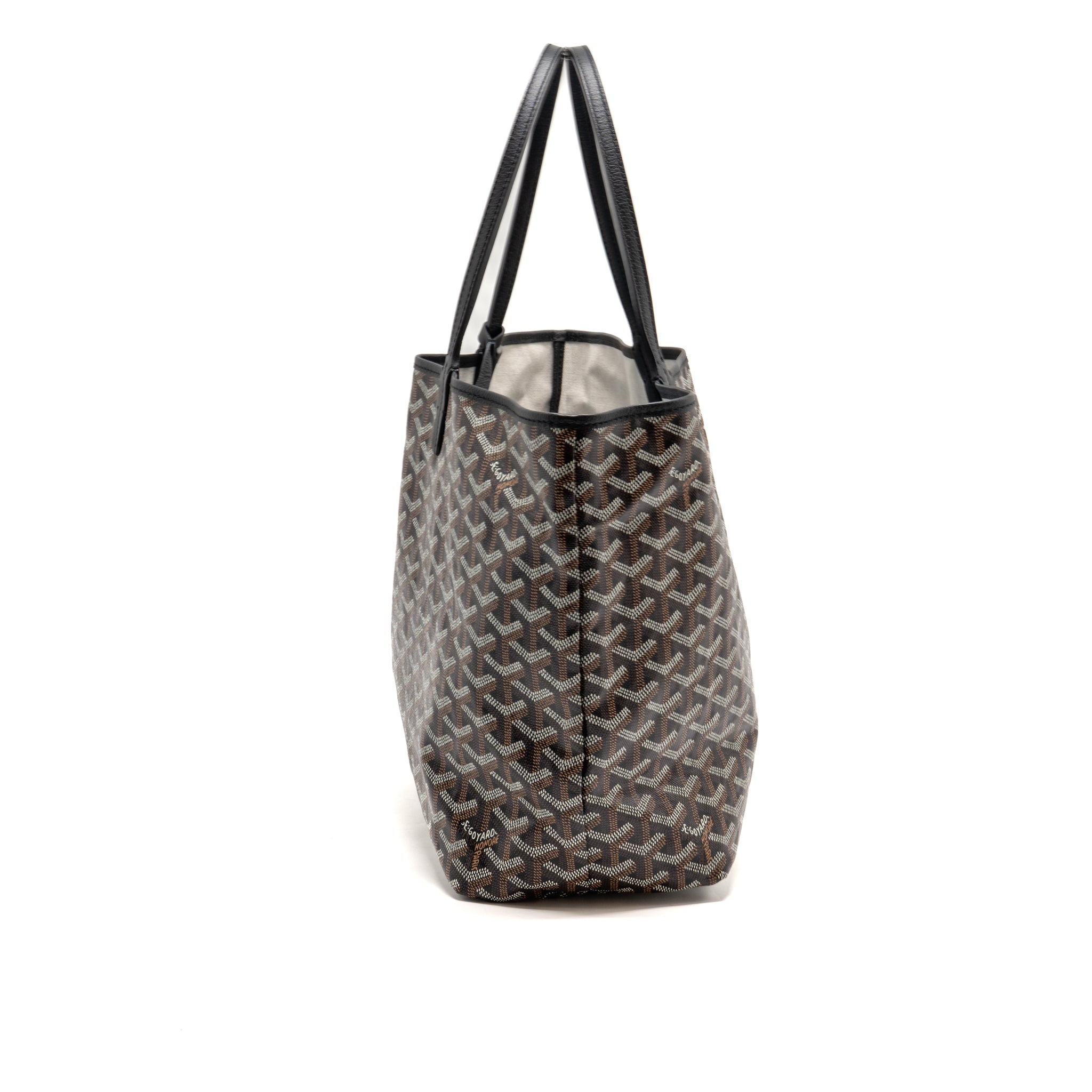 GOYARD SAINT LOUIS PM TOTE GOYARDINE CANVAS / CALFSKIN BLACK