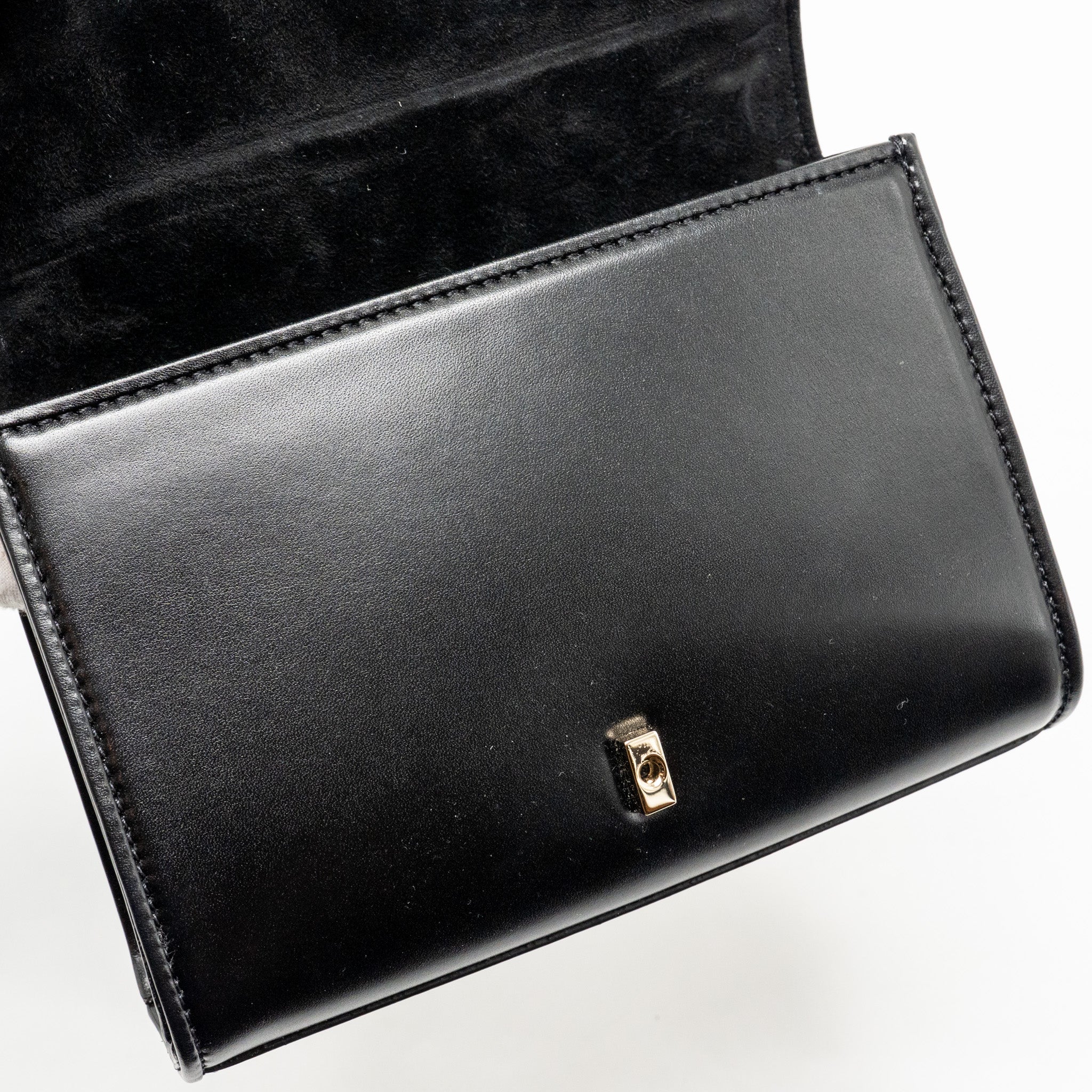 VALENTINO V LOGO TYPE FOLDOVER TOP SHOULDER BAG CALFSKIN BLACK SHW