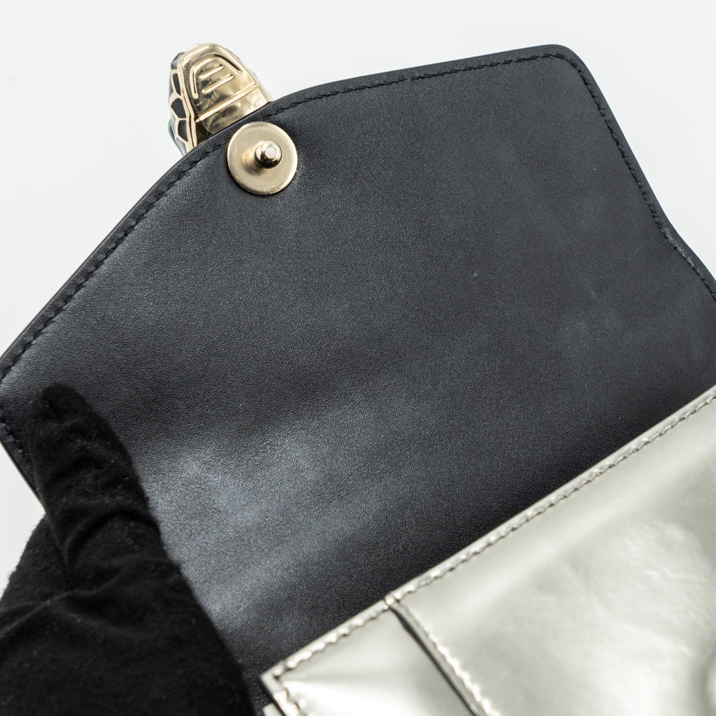 BVLGARI TOP HANDLE SERPENTI FOREVER CORSSBODY BAG CALFSKIN METALLIC SILVER LGHW