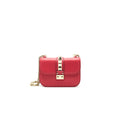 VALENTINO GARAVANI GLAM LOCK LEATHER CROSSBODY BAG RED