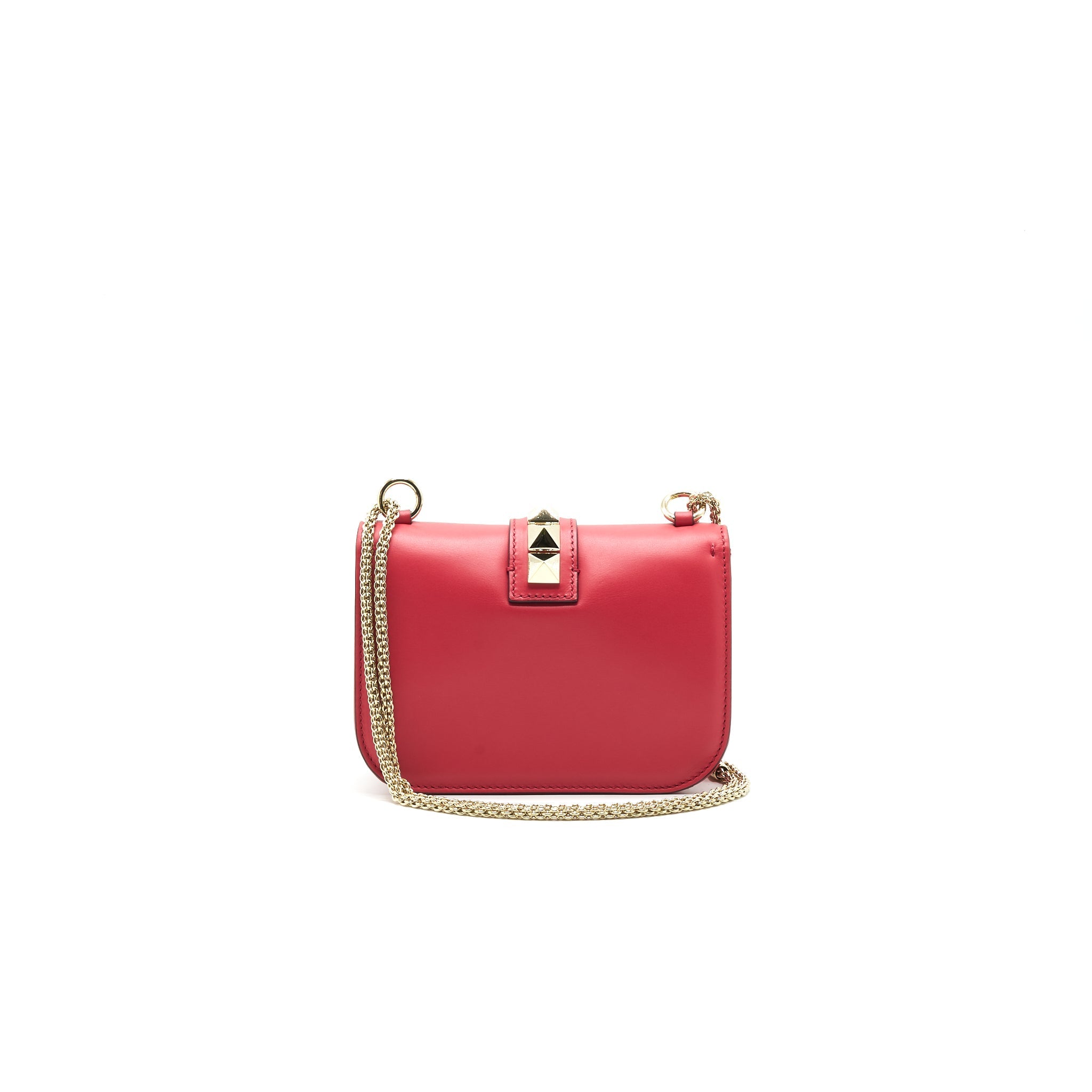 VALENTINO GARAVANI GLAM LOCK LEATHER CROSSBODY BAG RED