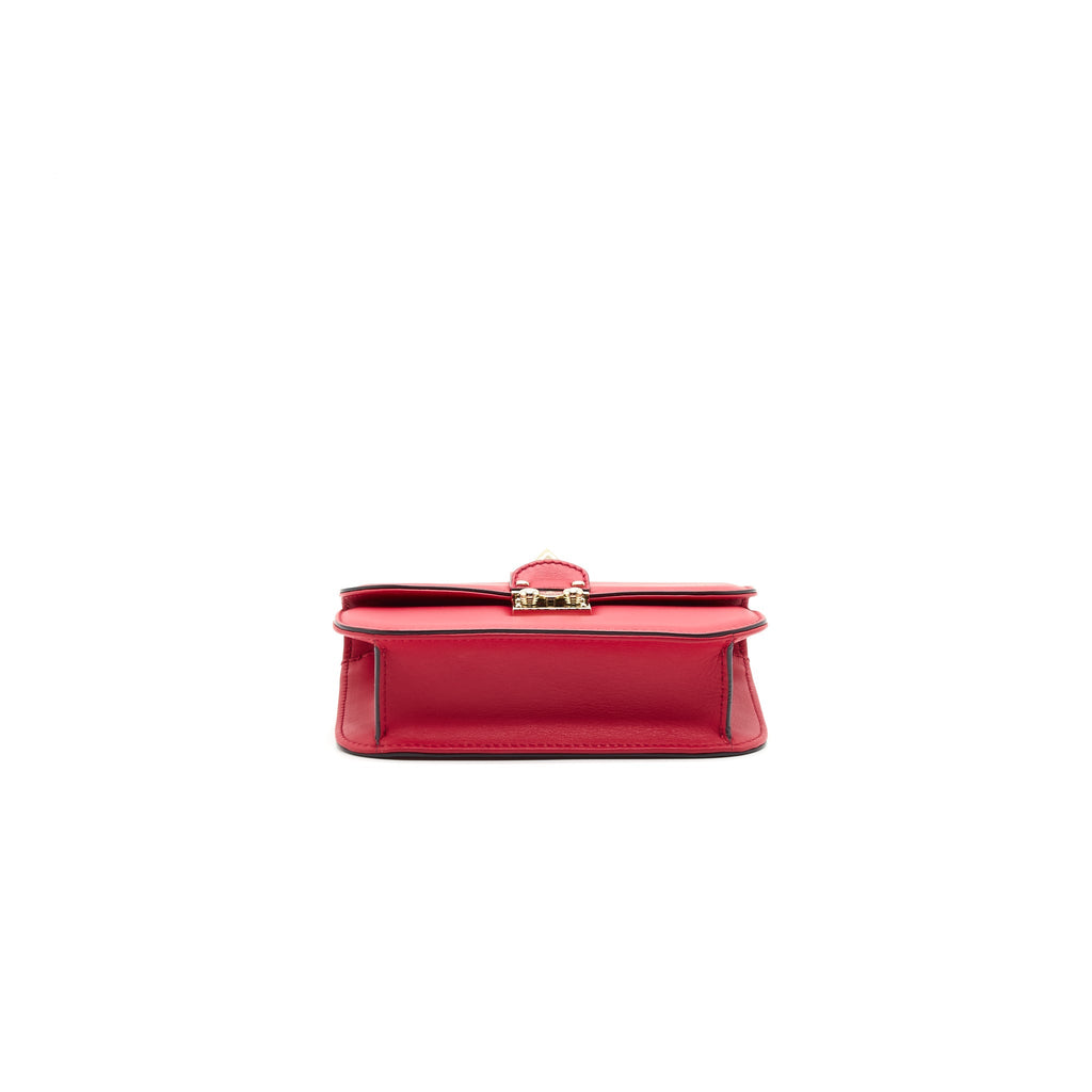 VALENTINO GARAVANI GLAM LOCK LEATHER CROSSBODY BAG RED