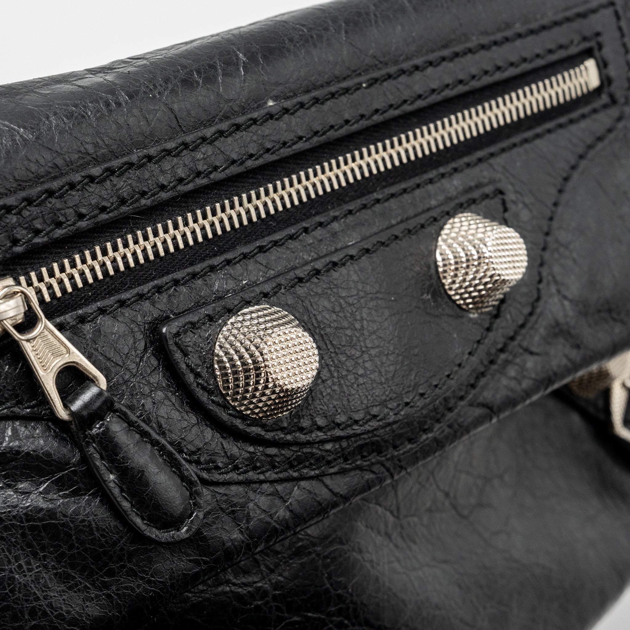 BALECIAGA CITY FOLD CLUTCH LEATHER BLACK SHW