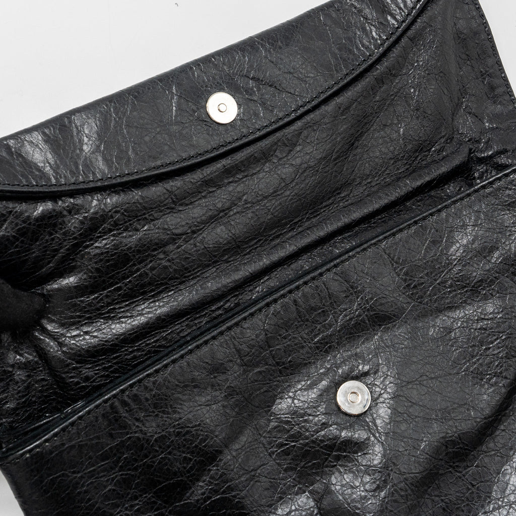 BALECIAGA CITY FOLD CLUTCH LEATHER BLACK SHW