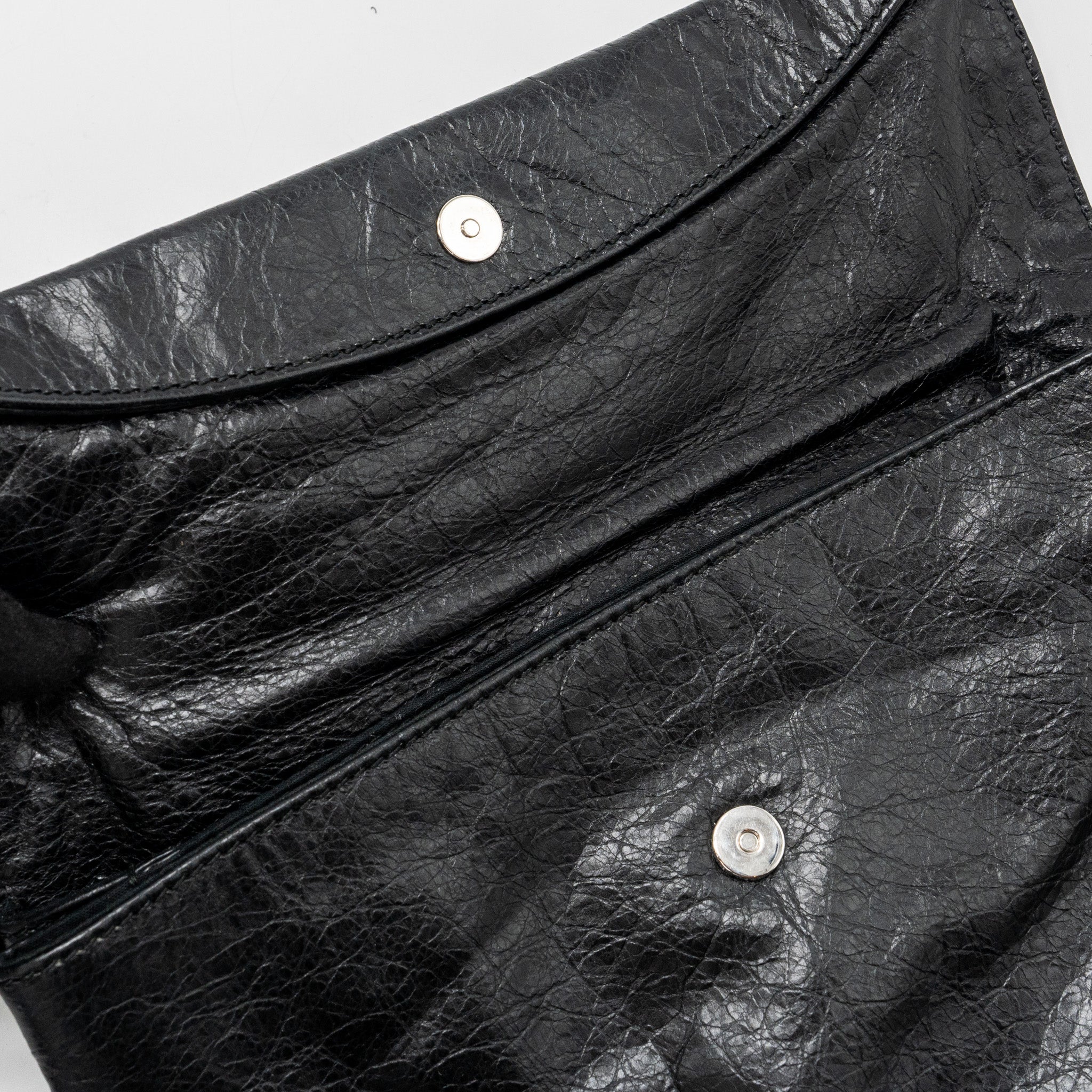 BALECIAGA CITY FOLD CLUTCH LEATHER BLACK SHW