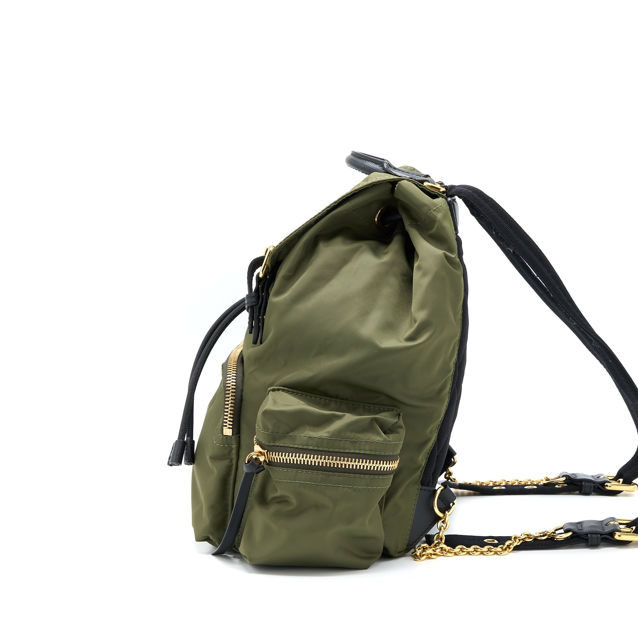 BURBERRY MEDIUM RUCKSACK BACKPACK NYLON OLIVE GREEN GHW