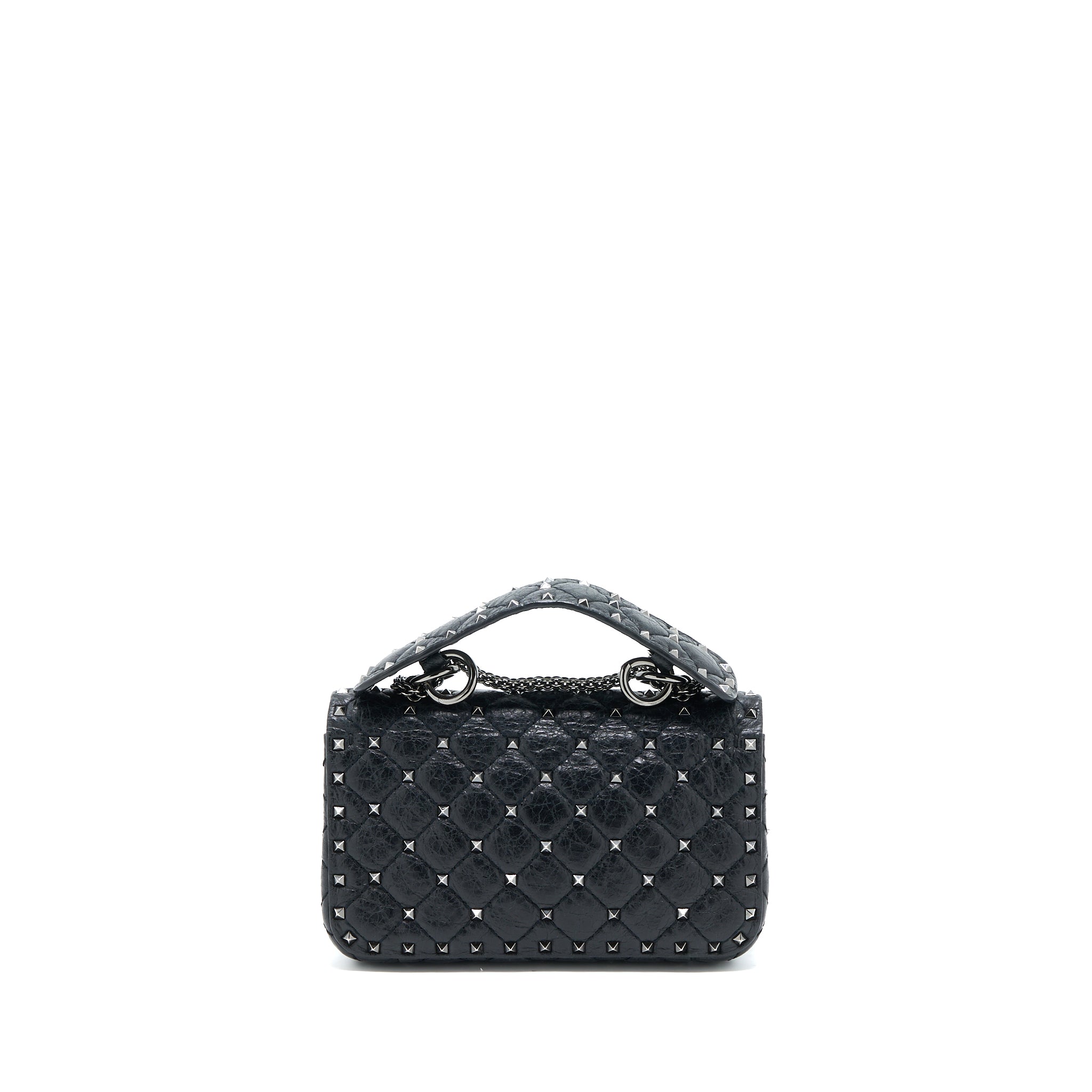 VALENTINO ROCKSTUD TOP HANDLE FLAP BAG WITH CHAIN BLACK SHW