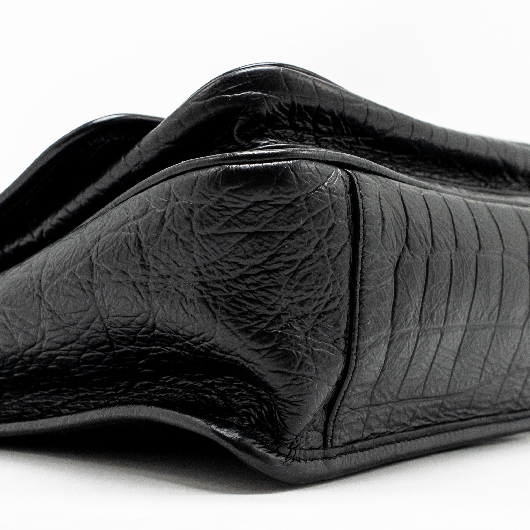 SAINT LAURENT/YSL MEDIUM NIKI BAG CROCODILE-EMBOSSED BLACK CALFSKIN BLACK HARDWARE