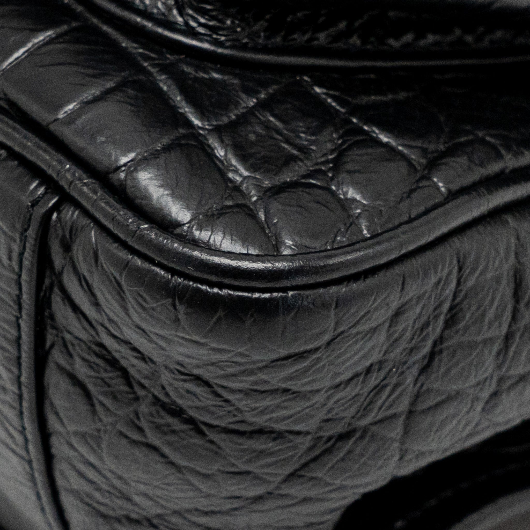 SAINT LAURENT/YSL MEDIUM NIKI BAG CROCODILE-EMBOSSED BLACK CALFSKIN BLACK HARDWARE