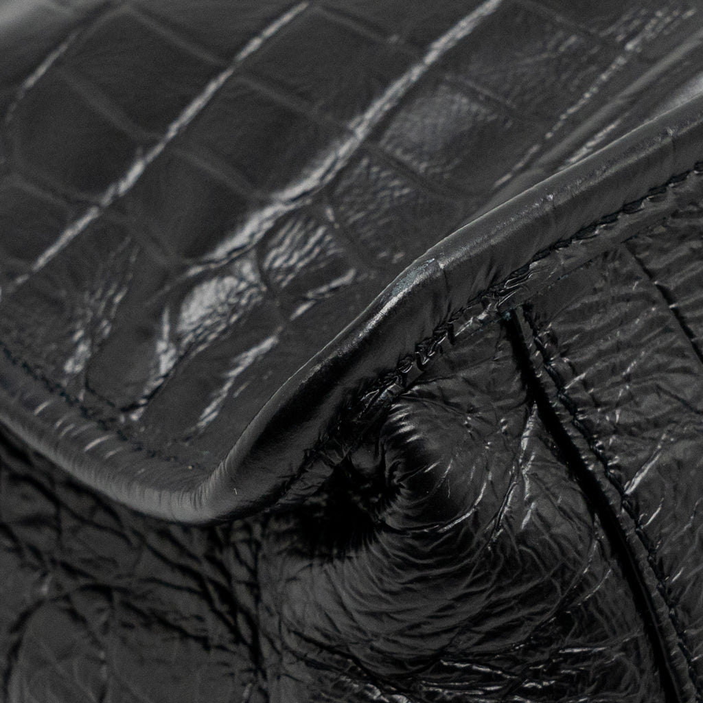 SAINT LAURENT/YSL MEDIUM NIKI BAG CROCODILE-EMBOSSED BLACK CALFSKIN BLACK HARDWARE