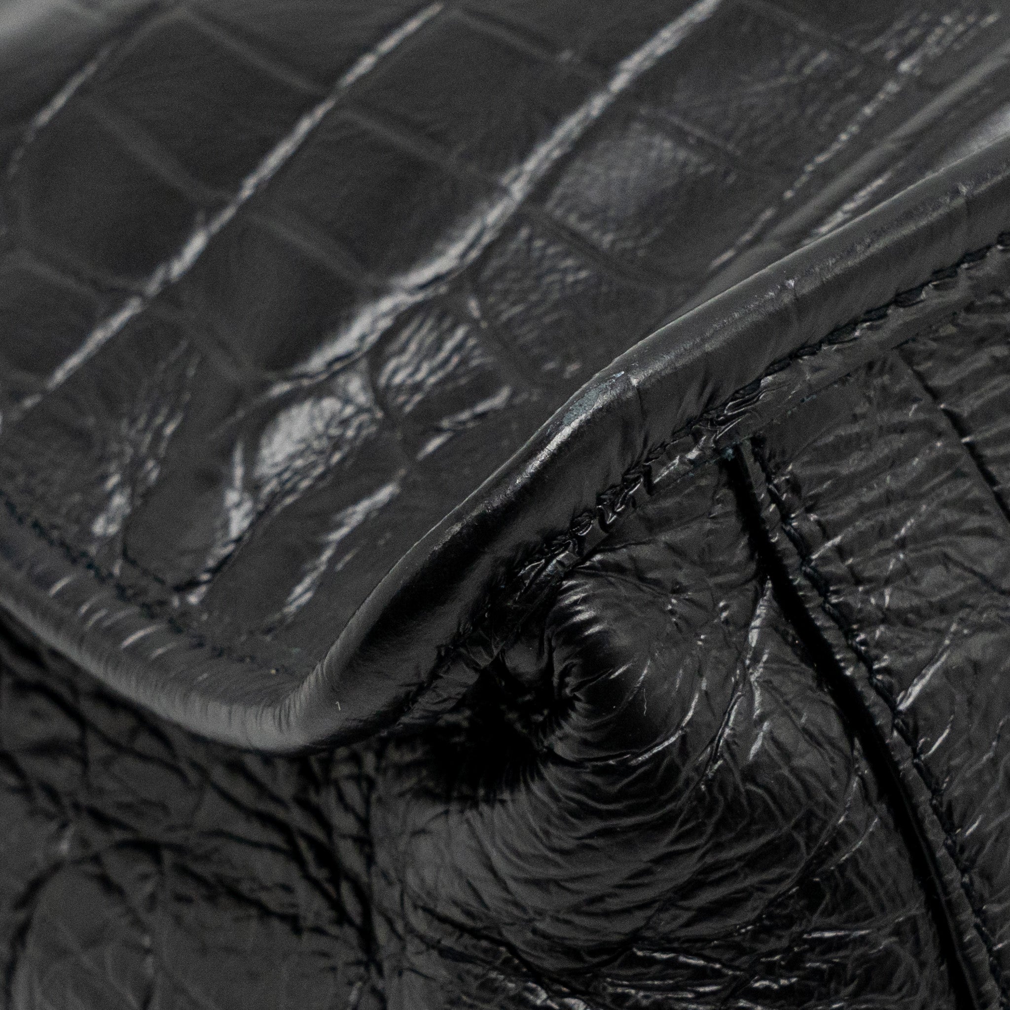 SAINT LAURENT/YSL MEDIUM NIKI BAG CROCODILE-EMBOSSED BLACK CALFSKIN BLACK HARDWARE