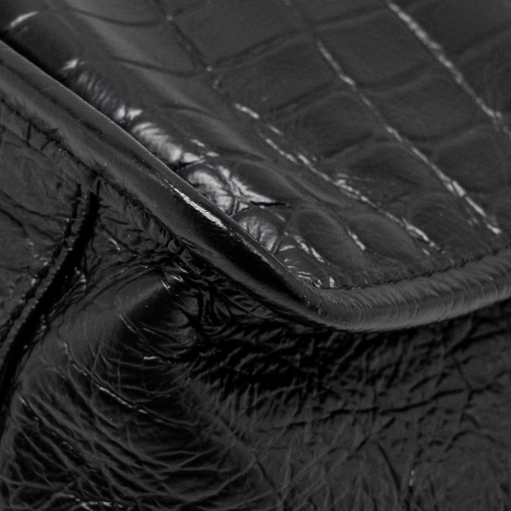 SAINT LAURENT/YSL MEDIUM NIKI BAG CROCODILE-EMBOSSED BLACK CALFSKIN BLACK HARDWARE